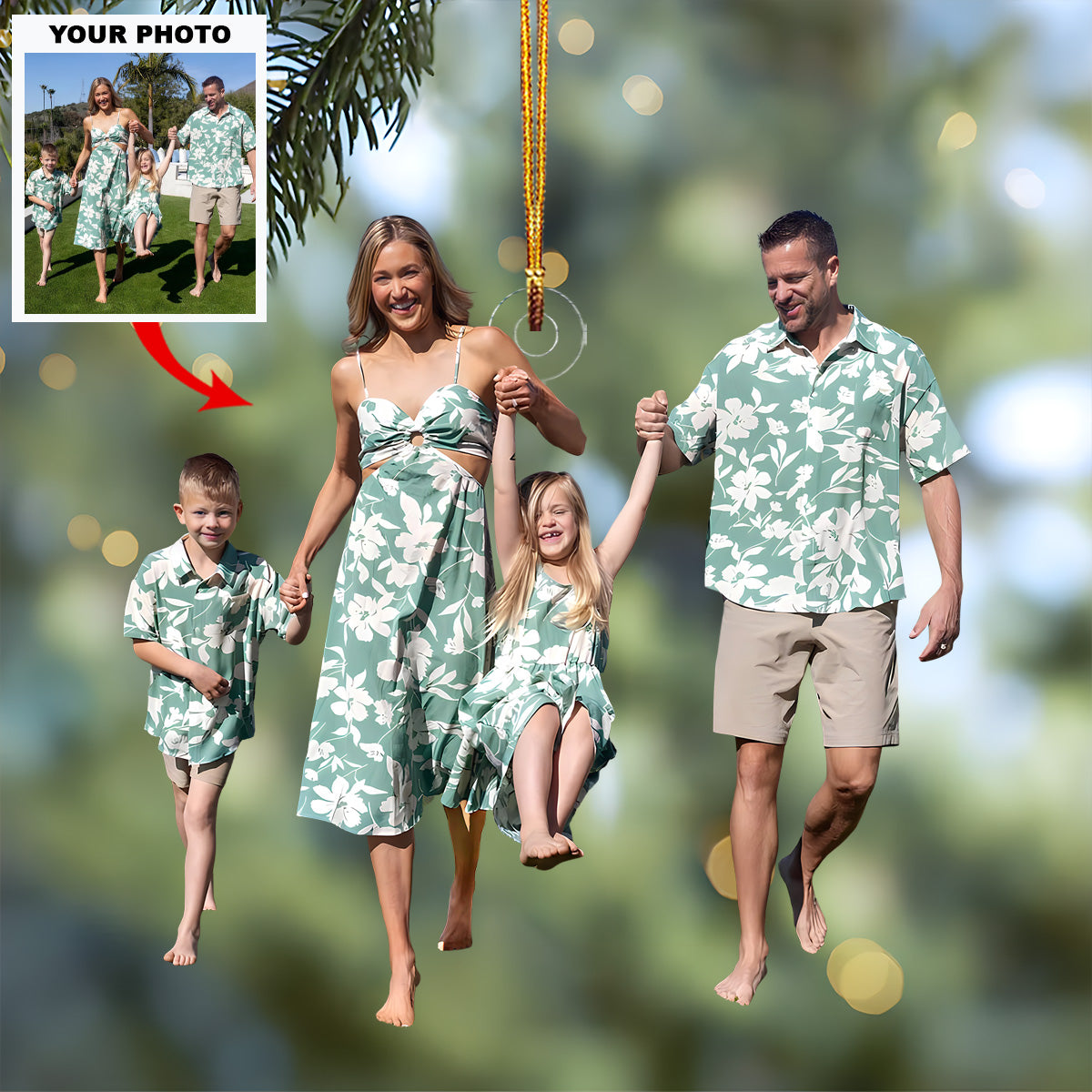 Paradise Together Personalized Photo Mica Ornament Christmas Gift For Family Members