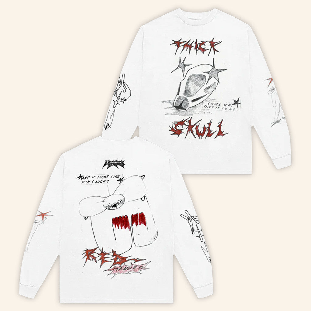 Paramore Merch Thick Skull Zine Long Sleeve T-Shirt Gifts For Besties Paramore Merch Thick Skull Zine Long Sleeve T-Shirt Gifts For Besties