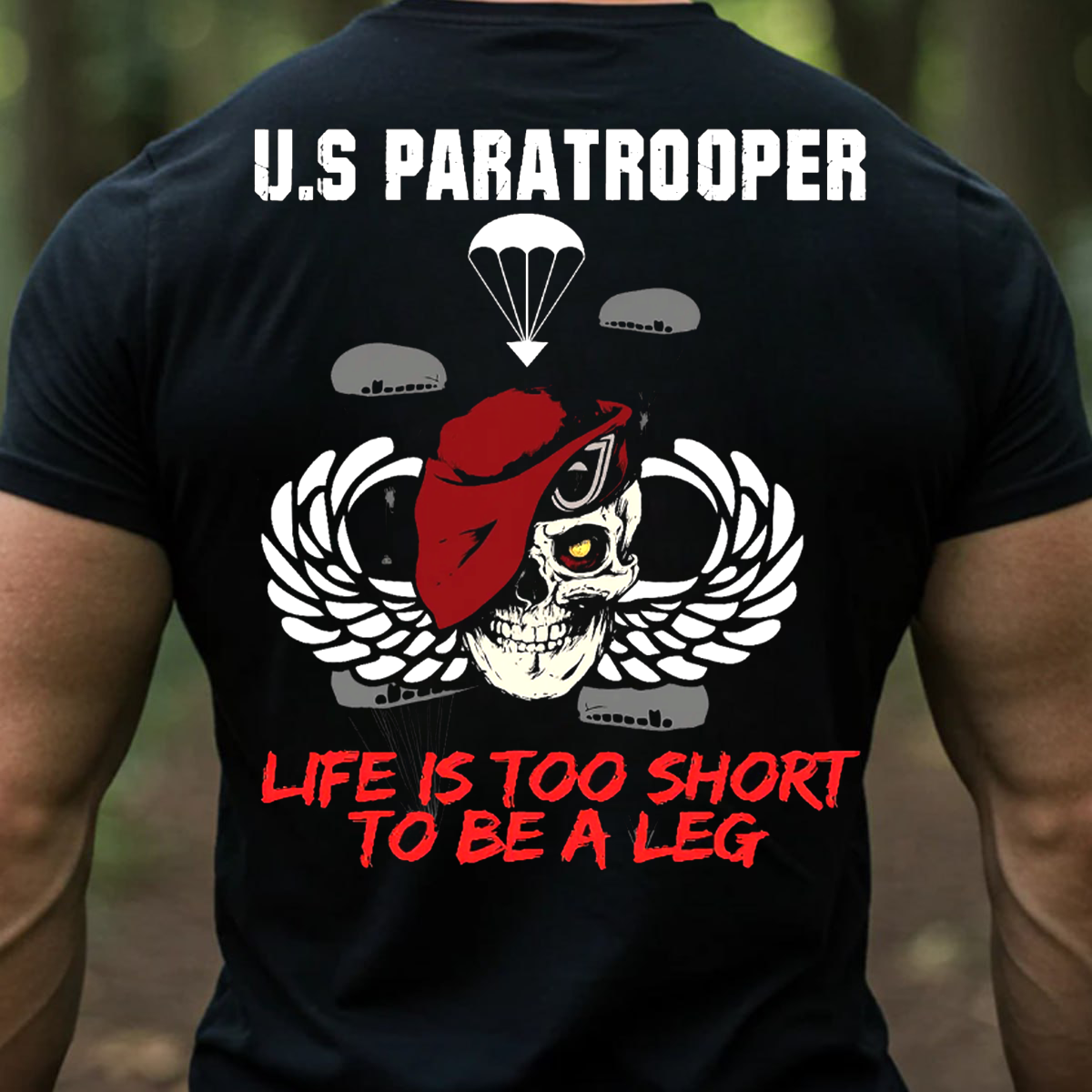 Paratrooper T-Shirt Skull Design Idea Gift for Veterans Day