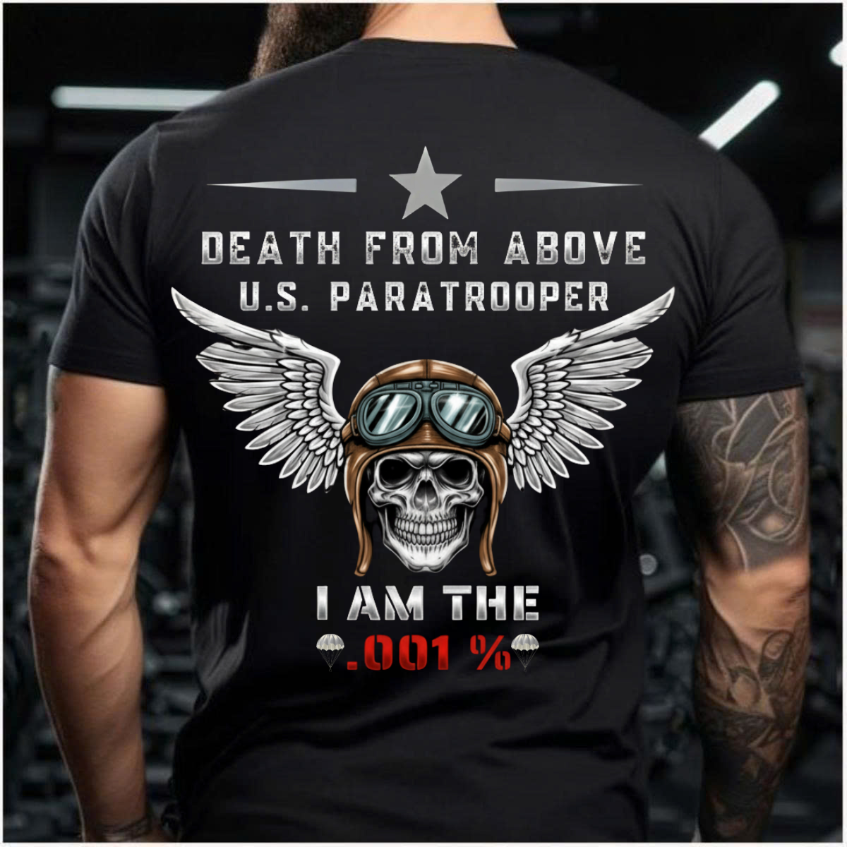 Paratrooper Veteran T-Shirt US Military Airborne Tee Veterans Apparel Gift for Dad