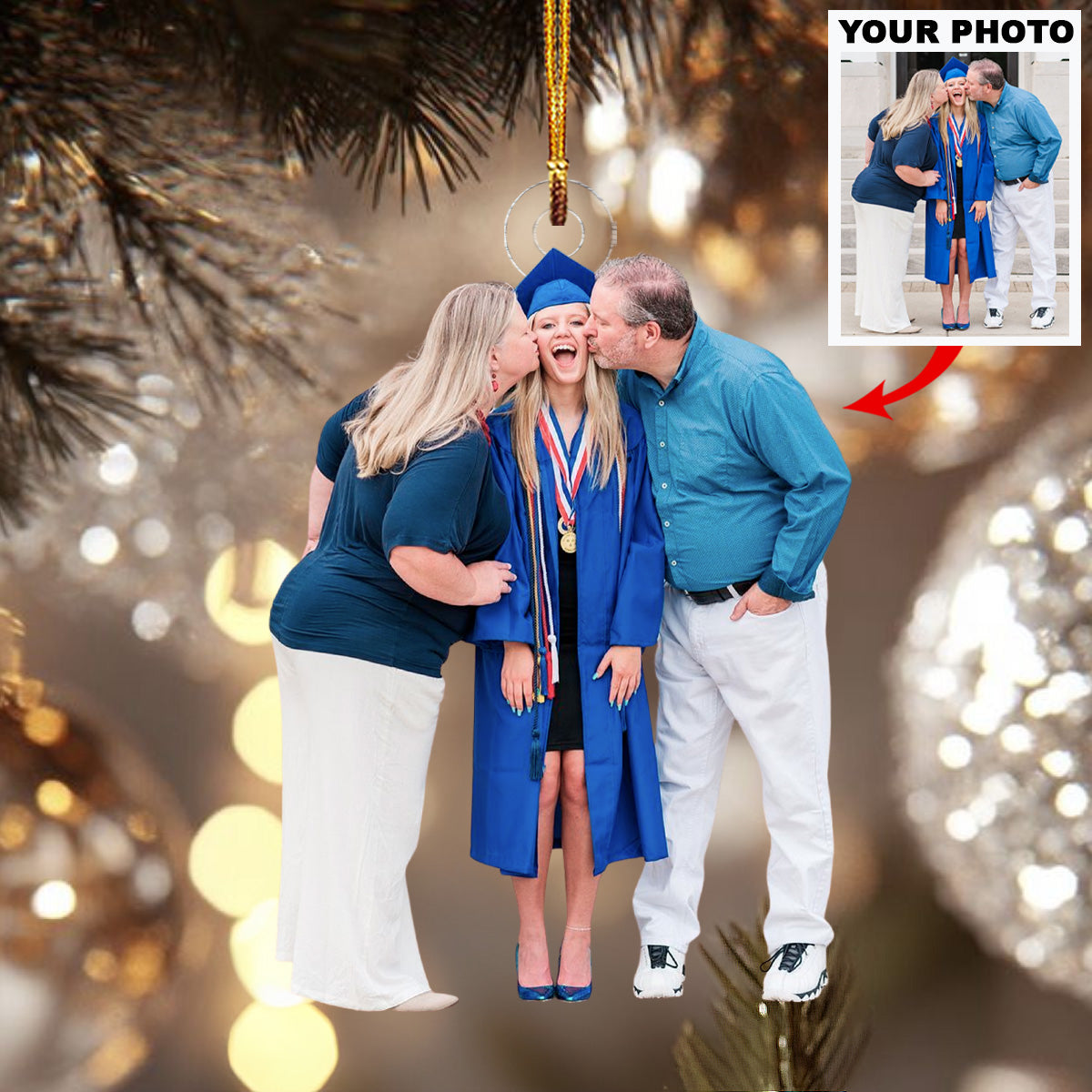 Parents By My Side Personalized Photo Mica Ornament Christmas Gift For Family Members