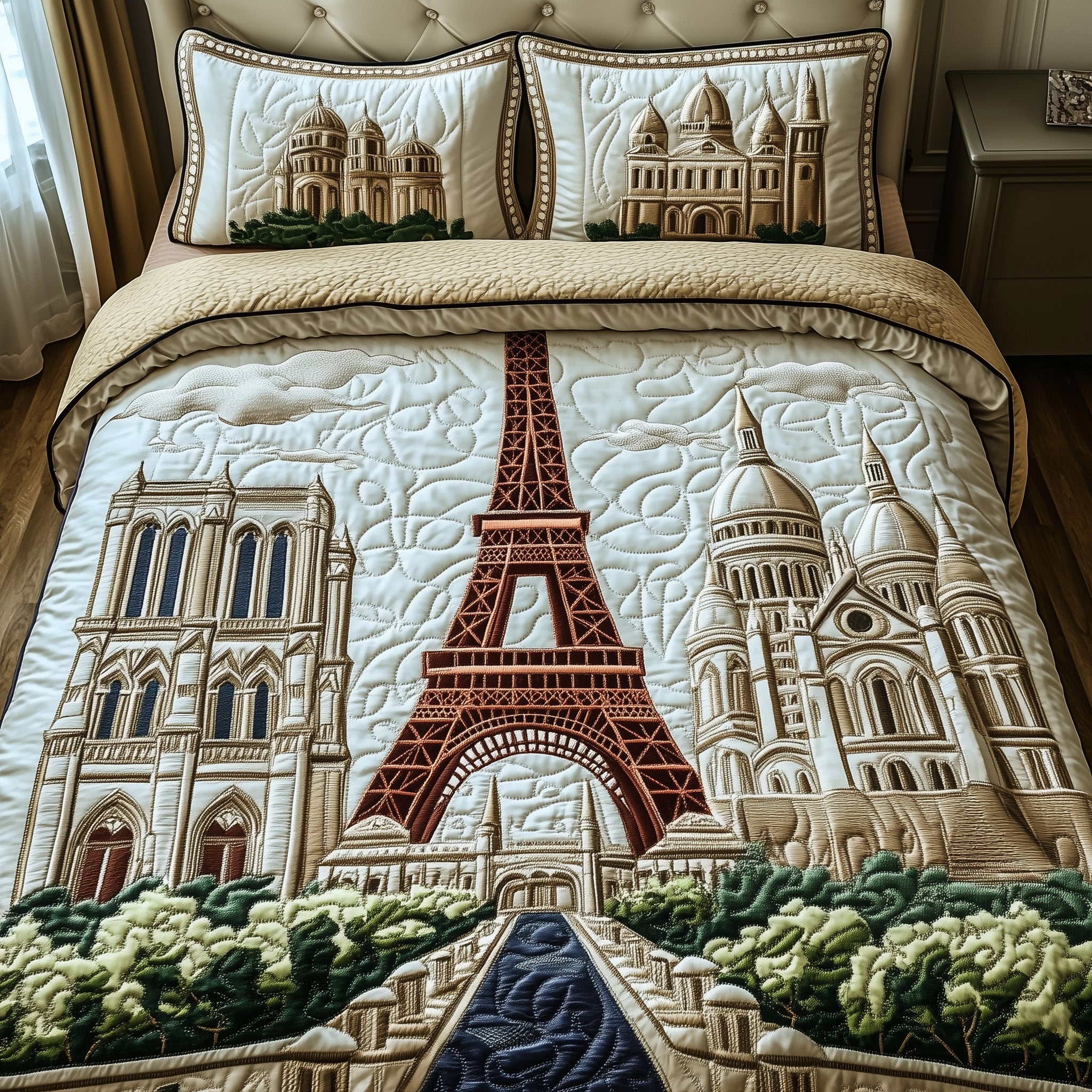 Paris Dreams Quilted Bedding Set Duvet Cover Bedspread Best Corporate Gifts