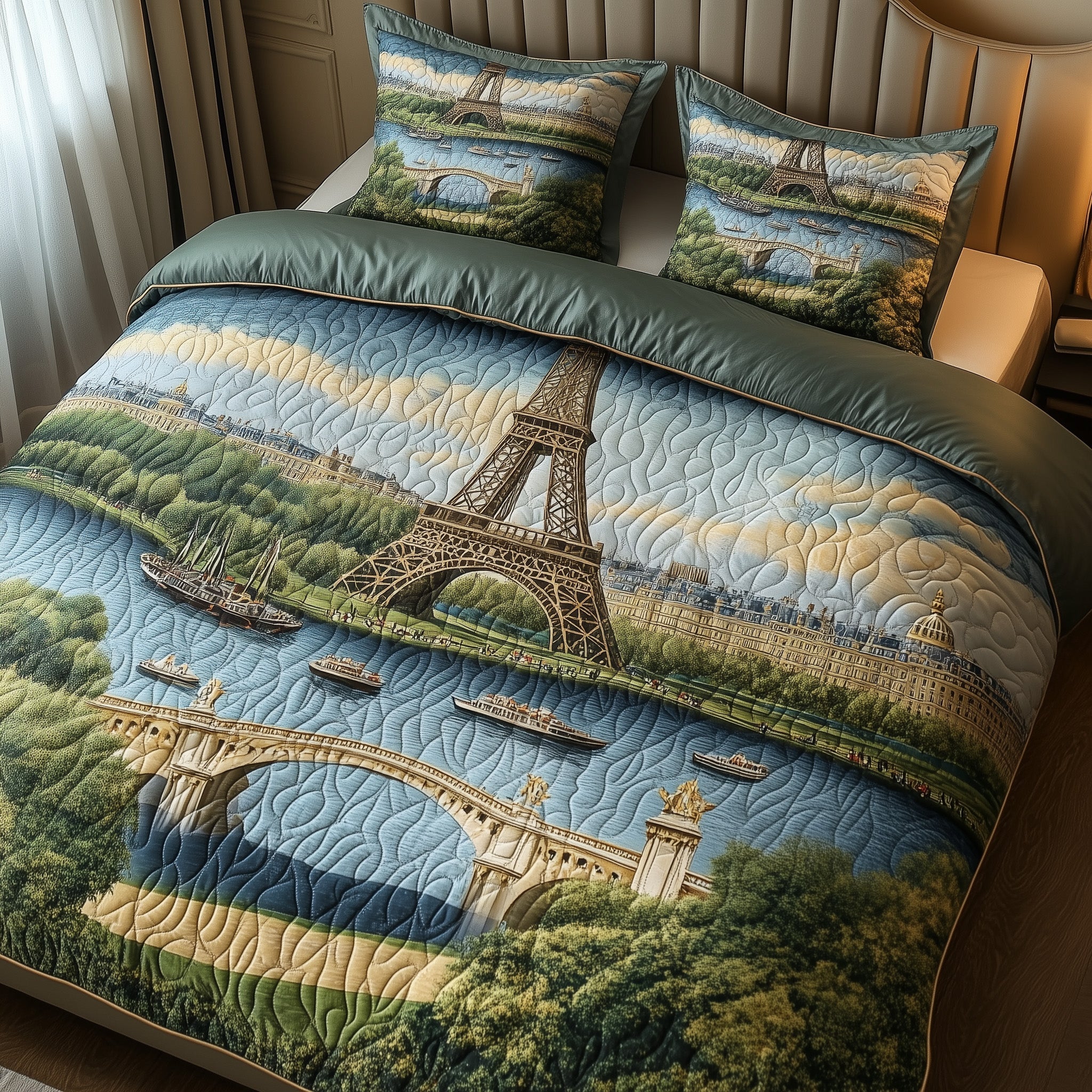 Paris Dreams Quilted Bedding Set Duvet Cover Bedspread Best Gifts For Girlfriend