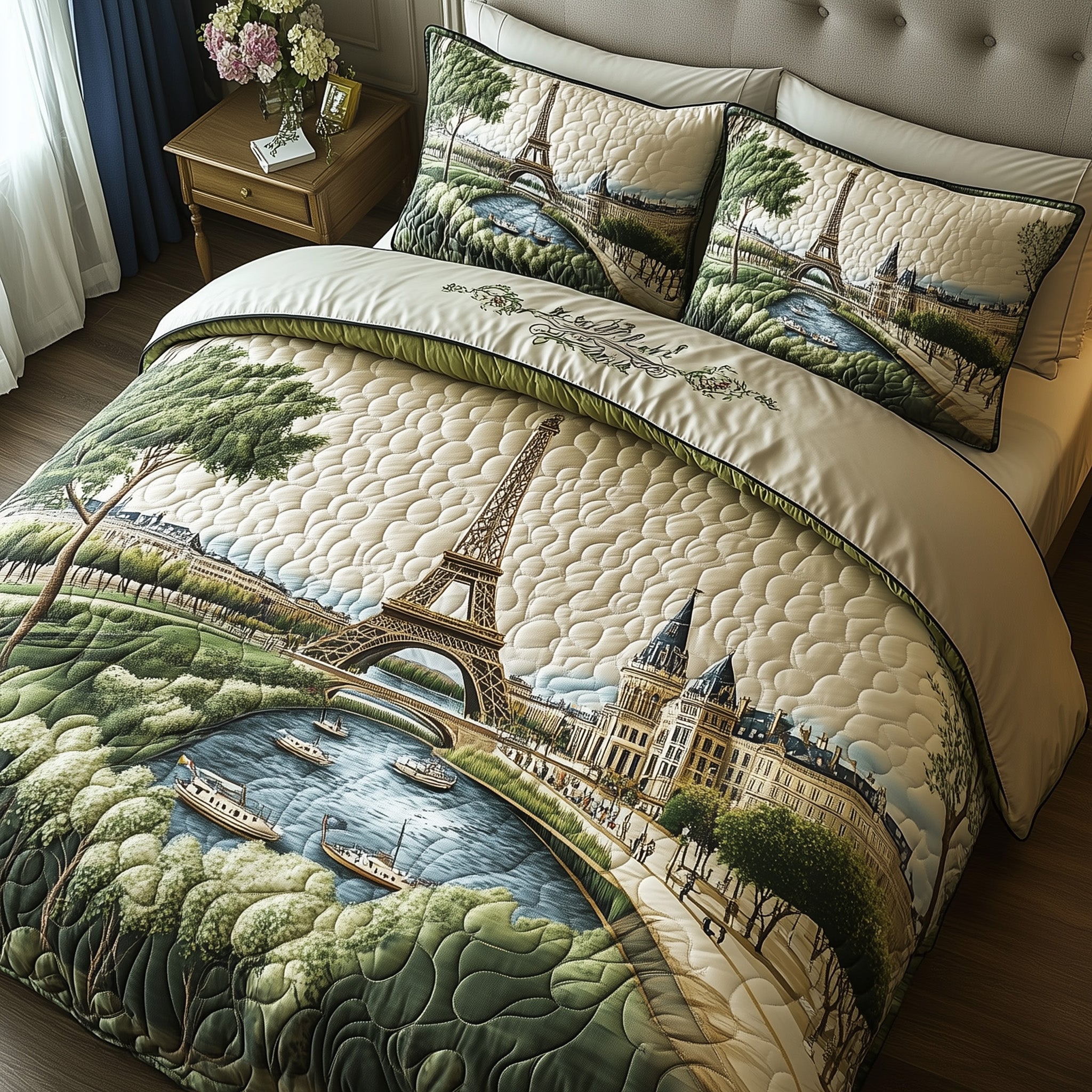 Paris Dreams Quilted Bedding Set Duvet Cover Bedspread Good Gifts For Girlfriend
