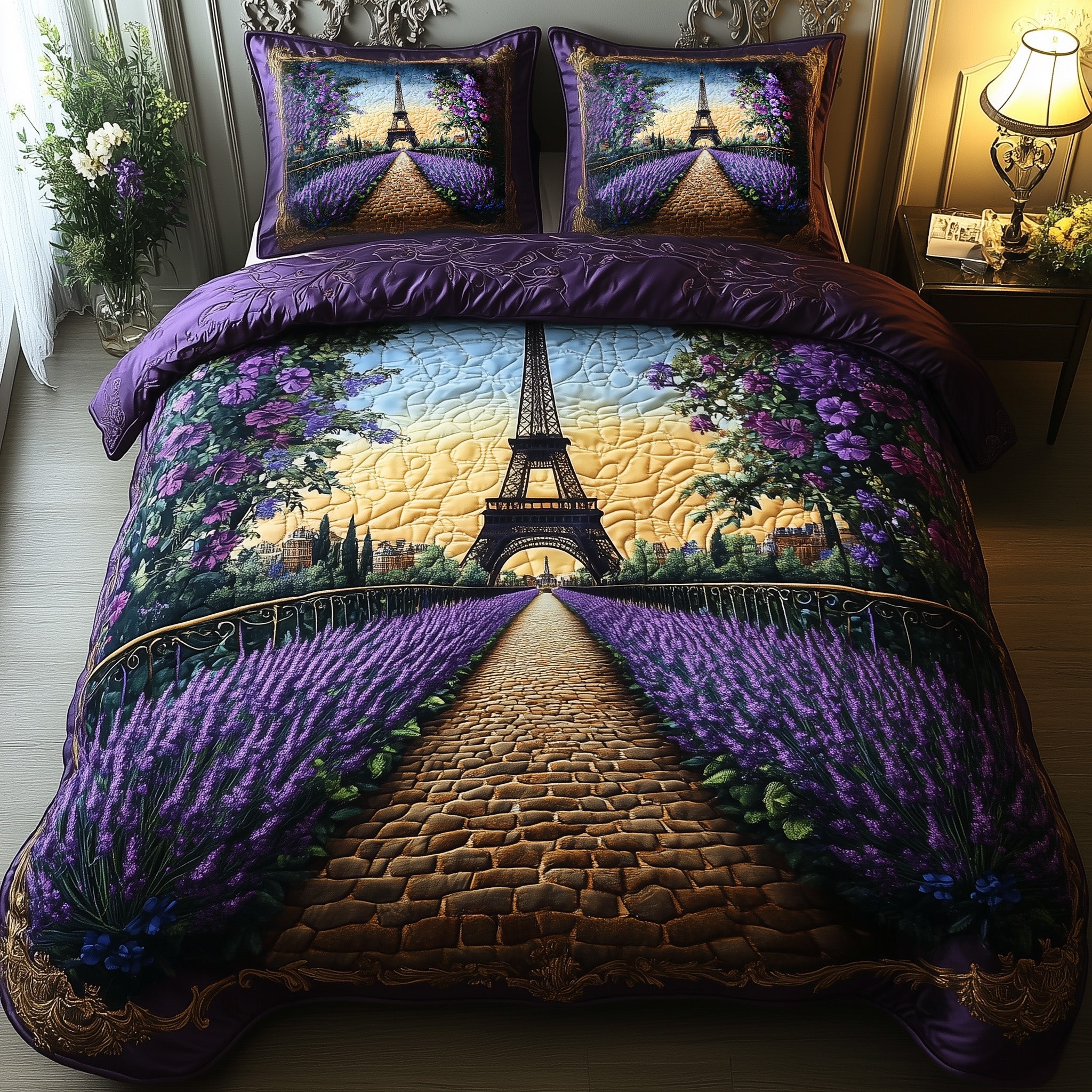 Paris Dreams Quilted Bedding Set Duvet Cover Bedspread Unique Birthday Gifts For Him