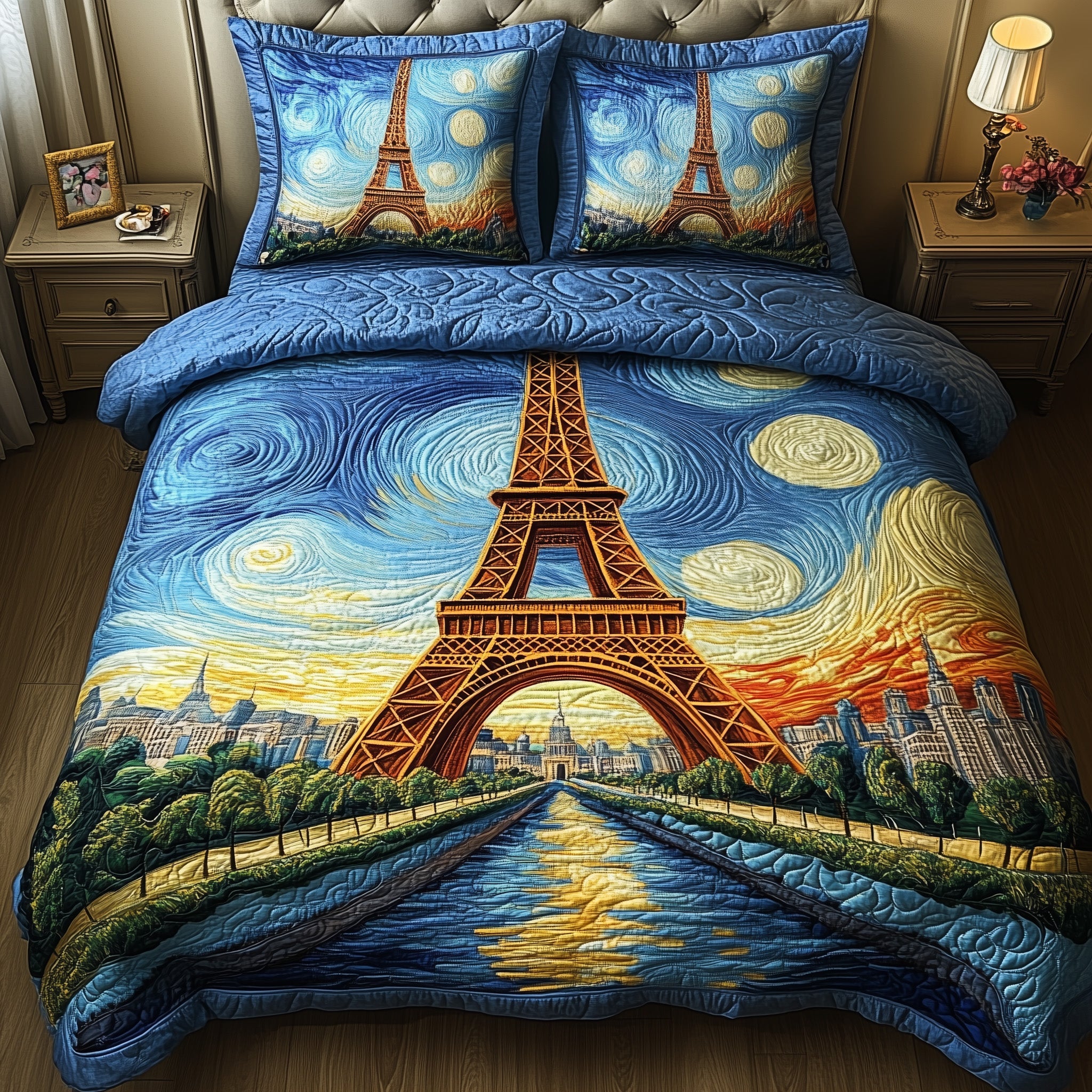 Paris Dreams Quilted Bedding Set Duvet Cover Bedspread Unique Gift Ideas For Men