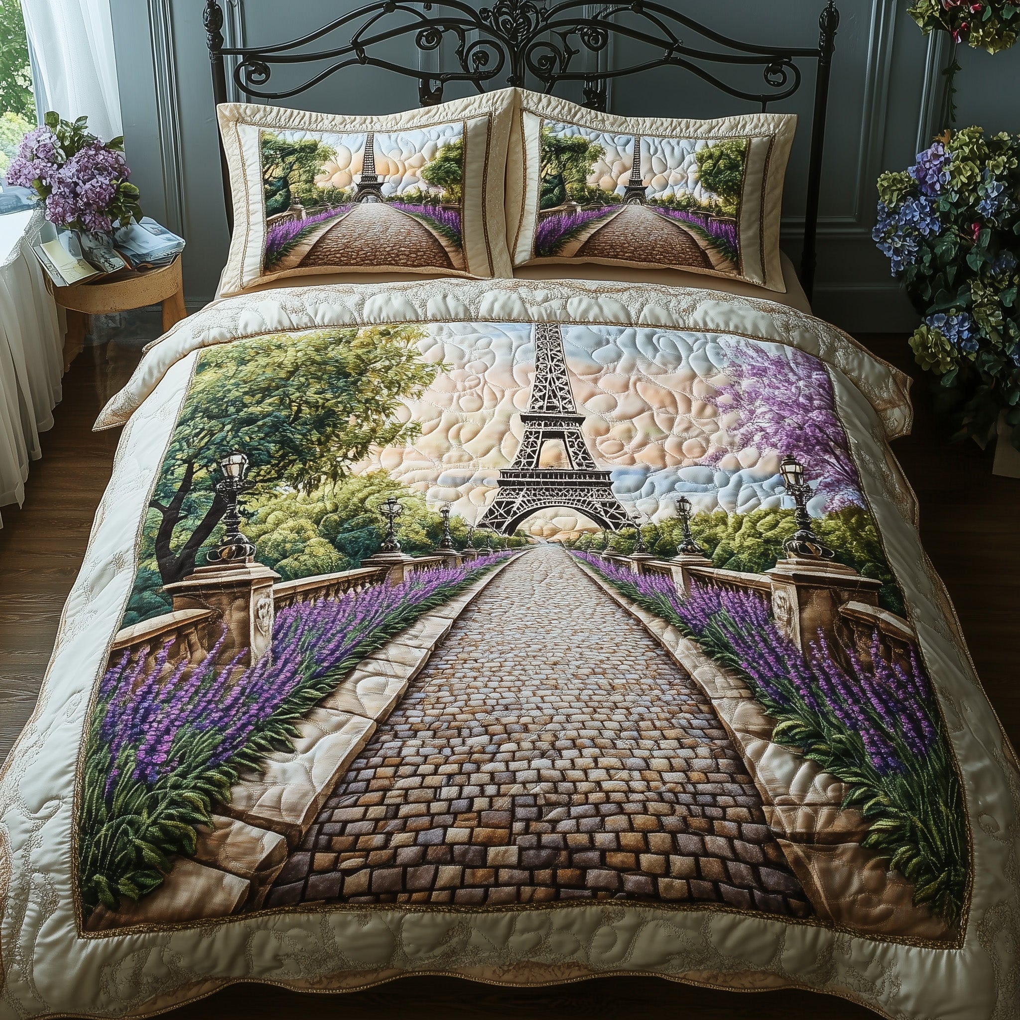 Paris Dreams Quilted Bedding Set Microfiber