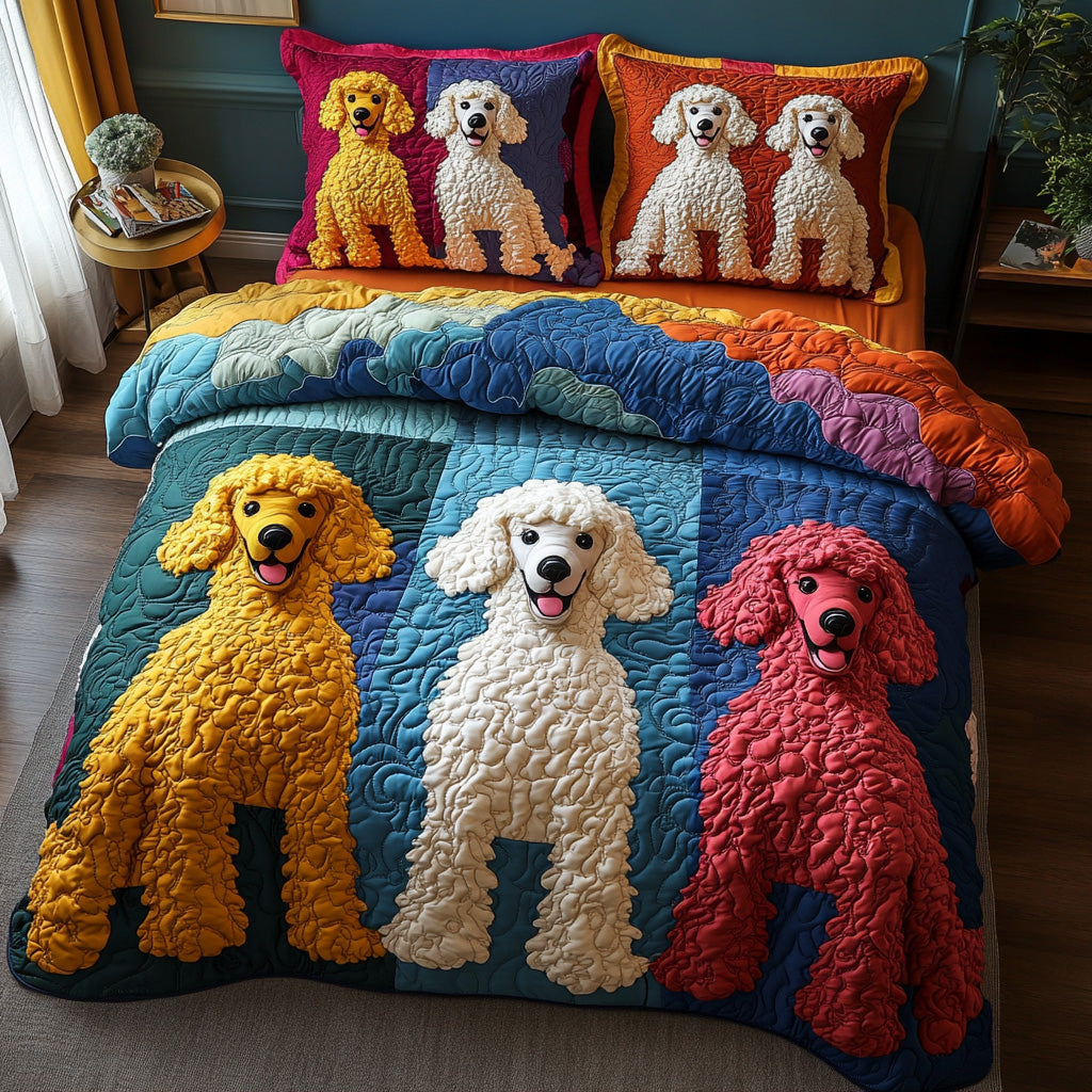 Paris Pup Quilted Bedding Set Holiday Duvet Covers Poodle Gifts For Ladies