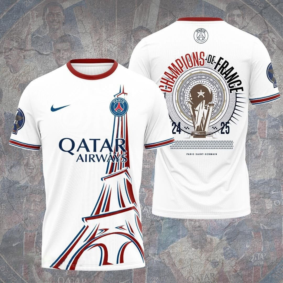 Paris Saint-Germain 2025 UEFA Champions De France Shirt PSG Football Club Gifts For Him
