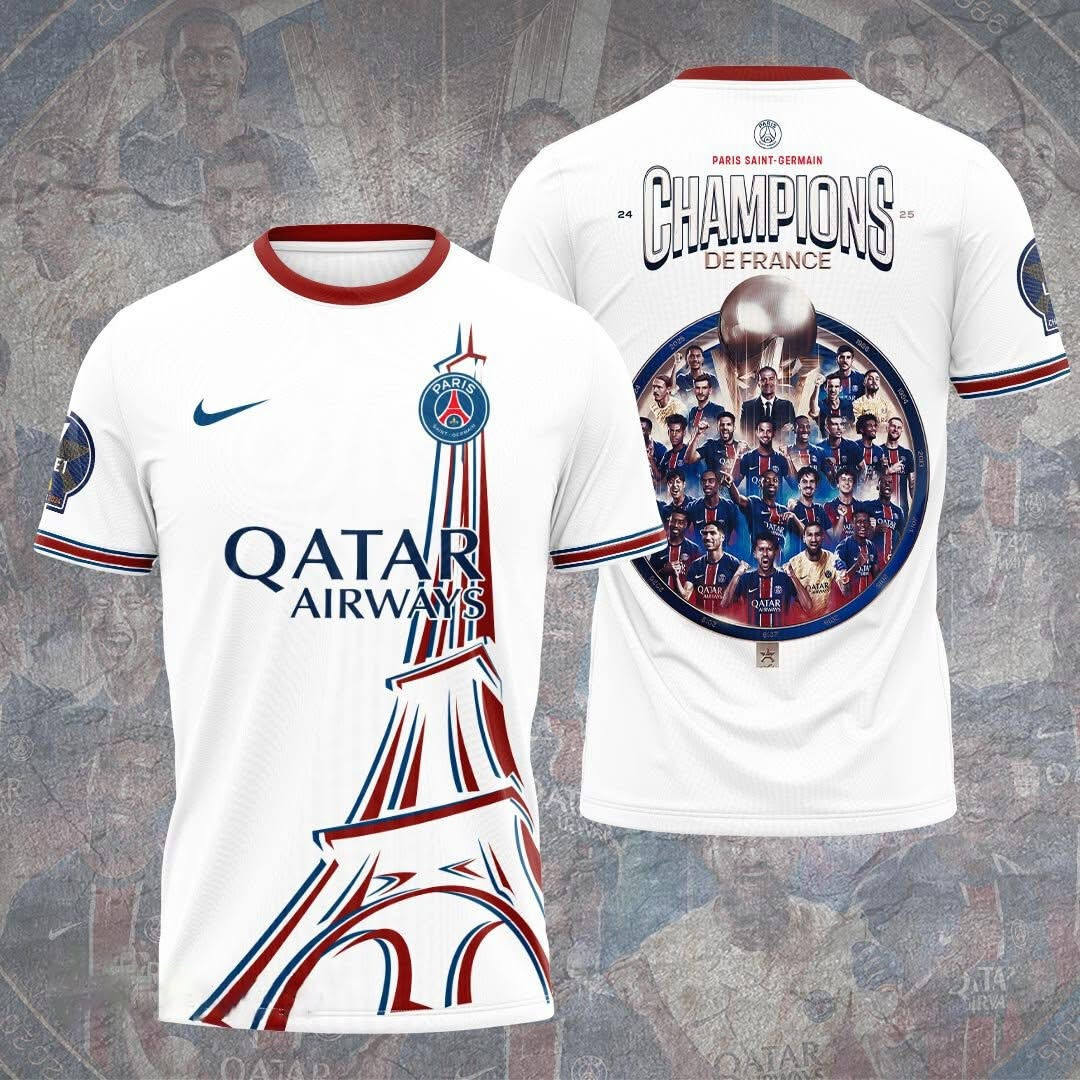 Paris Saint-Germain 2025 UEFA Champions De France Shirt PSG Football Club Gifts For Men
