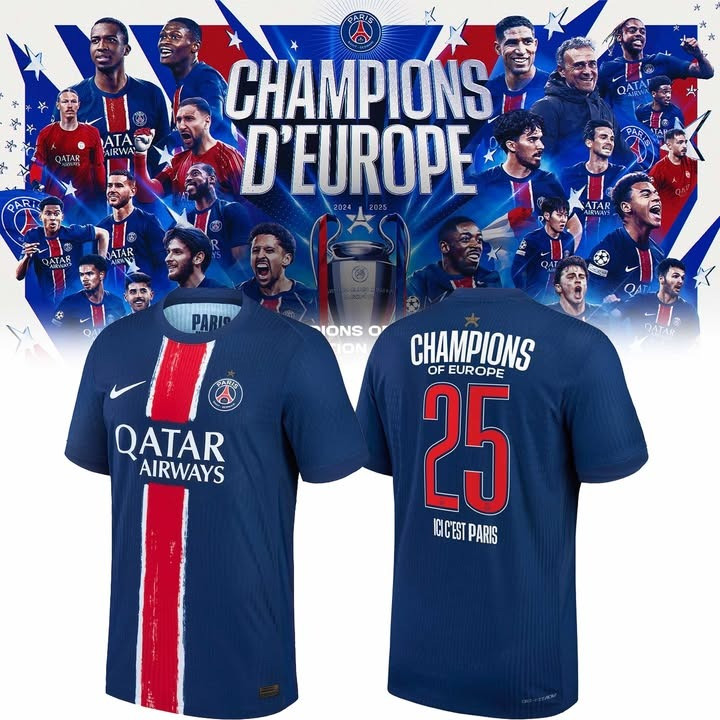 Paris Saint-Germain 2025 UEFA Champions League Shirt Champions Of Europe PSG Merch Gifts