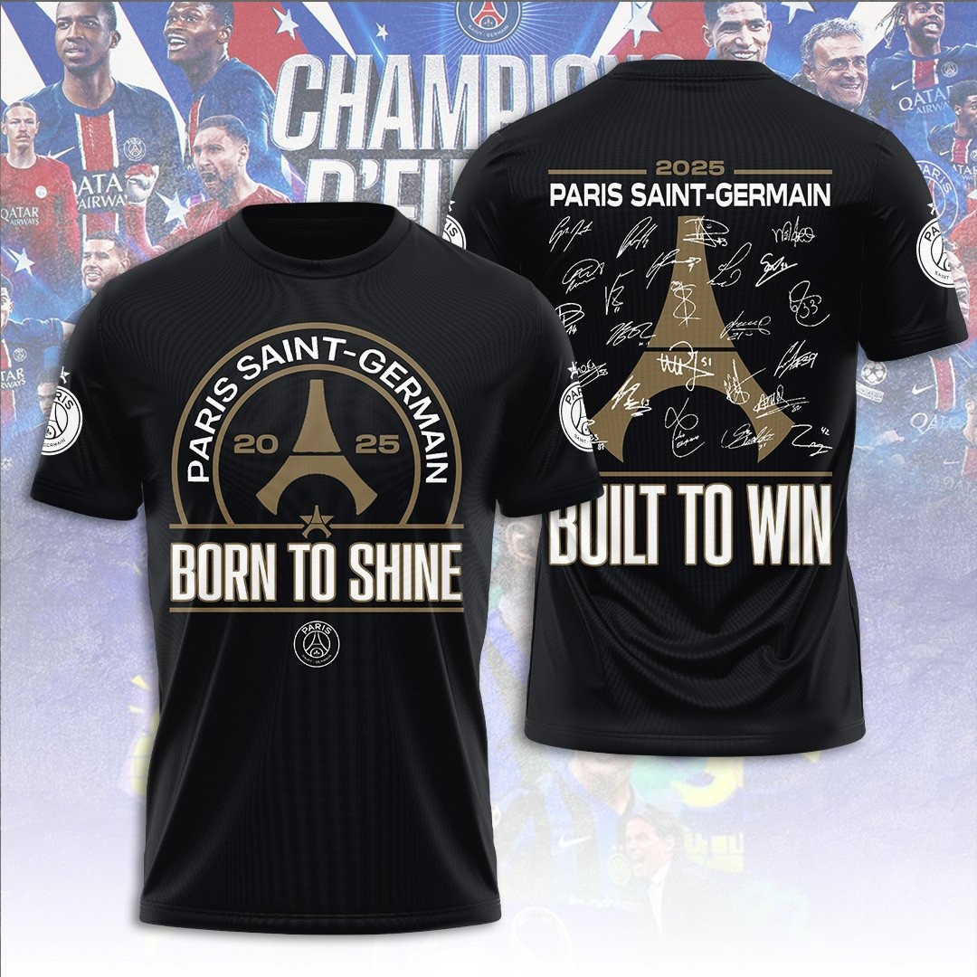 Paris Saint-Germain Born To Shine 2025 T-Shirt Football Fan Gift Ideas