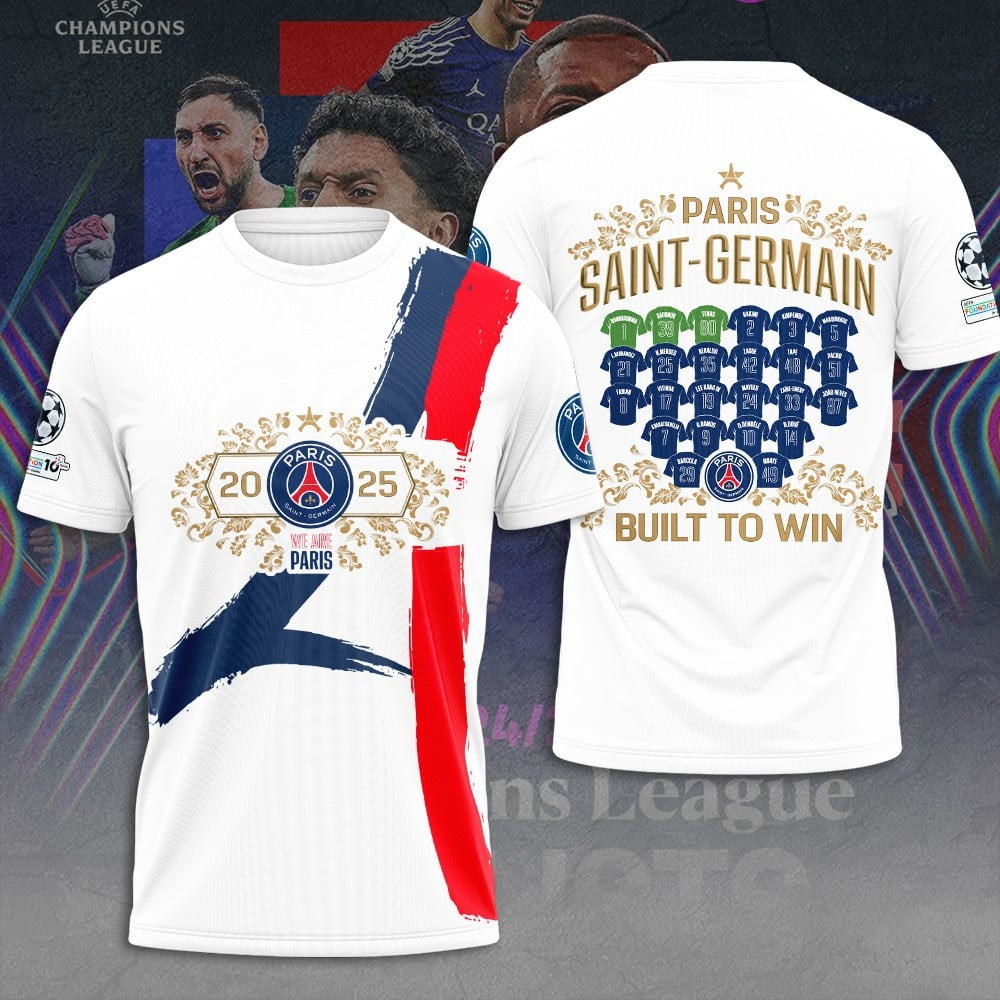 Paris Saint-Germain Built To Win T-Shirt Presents For Football Fans