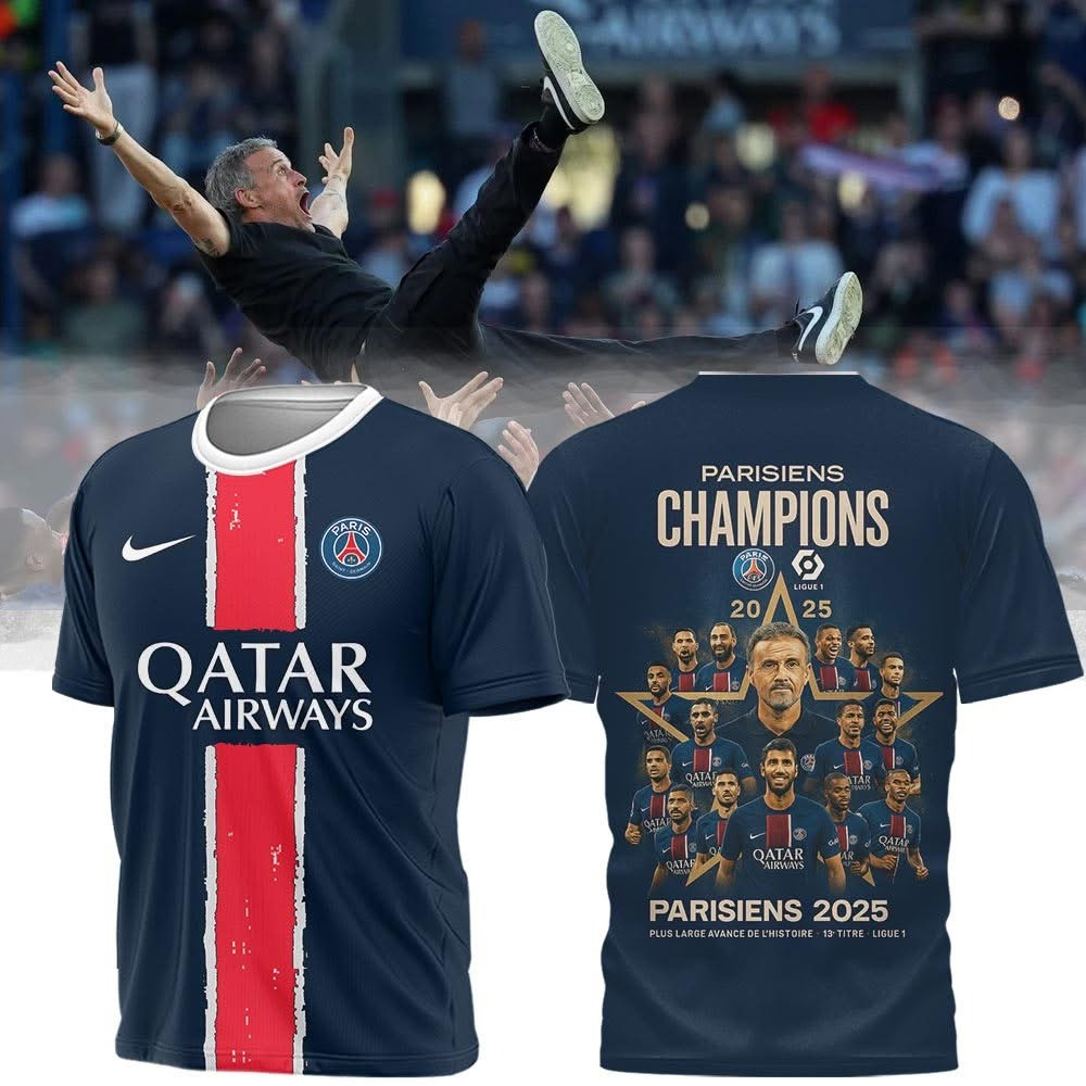 Paris Saint-Germain FC Champions De Ligue 1 2025 Shirt PSG Soccer Fan Merch Gifts For Him