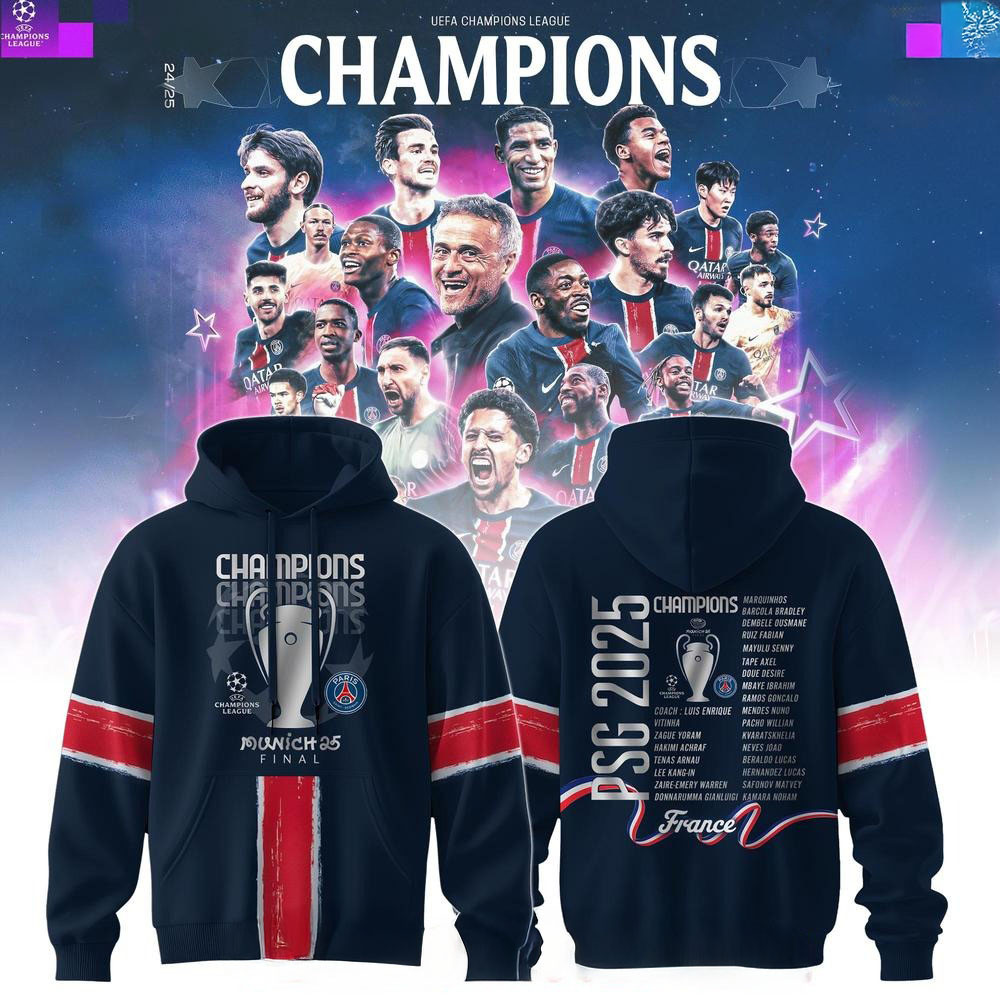 Paris Saint-Germain FC Champions League Winner 2025 Hoodie Unique Gifts For Football Fans