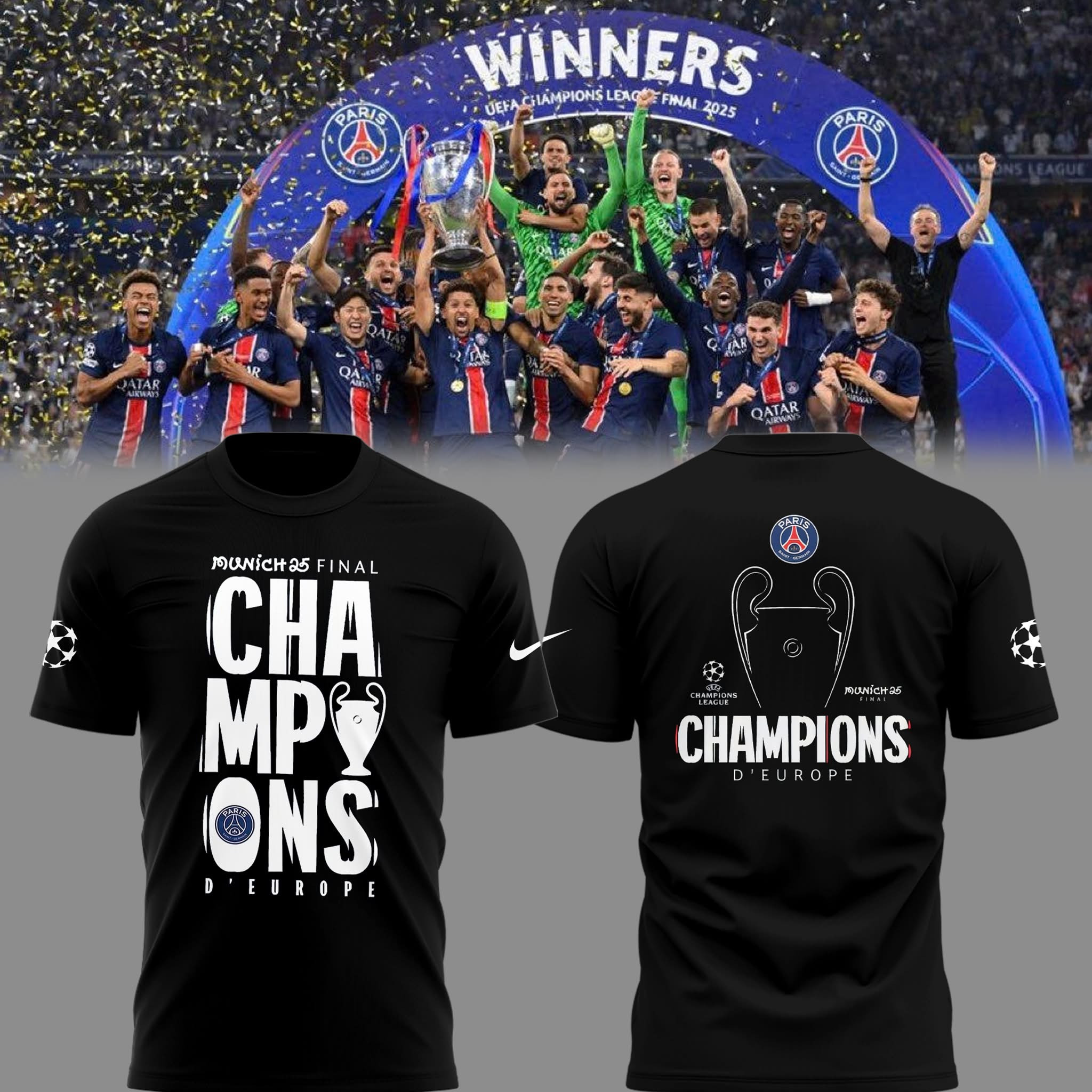 Paris Saint-Germain Munich Final 2025 UEFA Champions League Shirt D' Europe PSG Merch