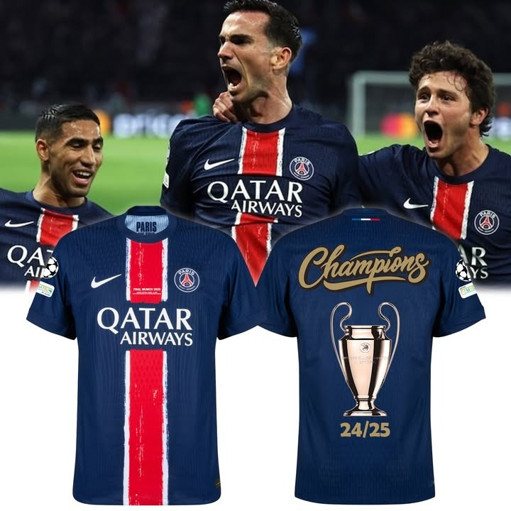 Paris Saint-Germain UEFA Champions League 2024 25 Winners Tee Shirt PSG Merch Apparel