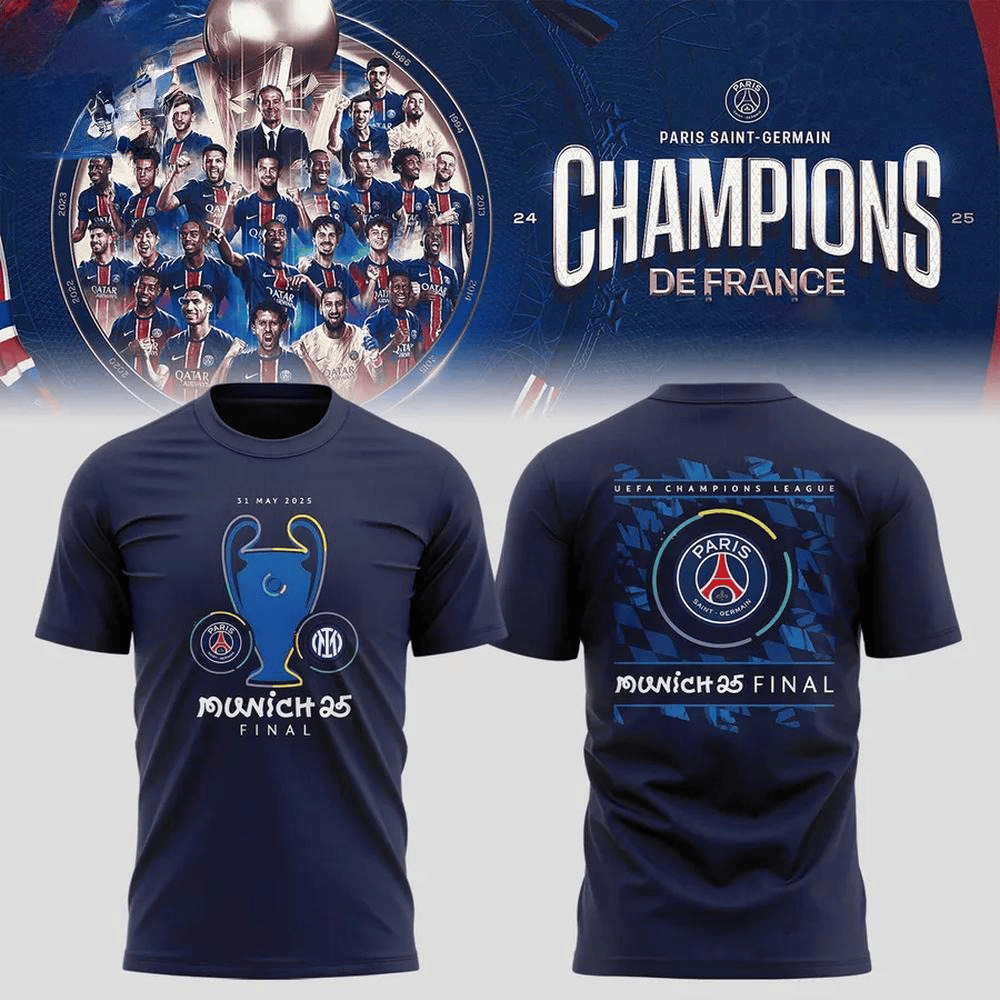 Paris Saint-Germain UEFA Champions League Final 2025 T-Shirt Gifts For Dudes