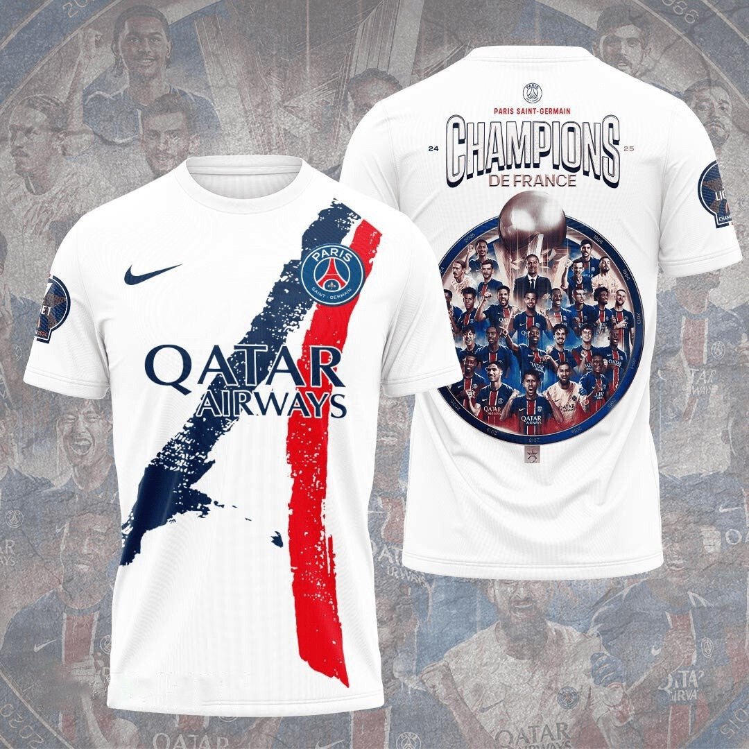 Paris Saint Germans And Champions De France 2025 T-Shirt Gifts For Dudes