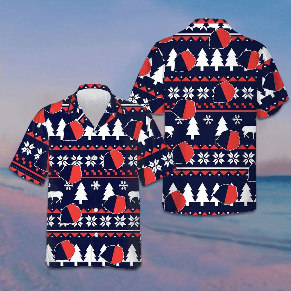 Paris Ugly Christmas Pattern Hawaiian Shirt Mens Christmas Shirts Gifts For Husband