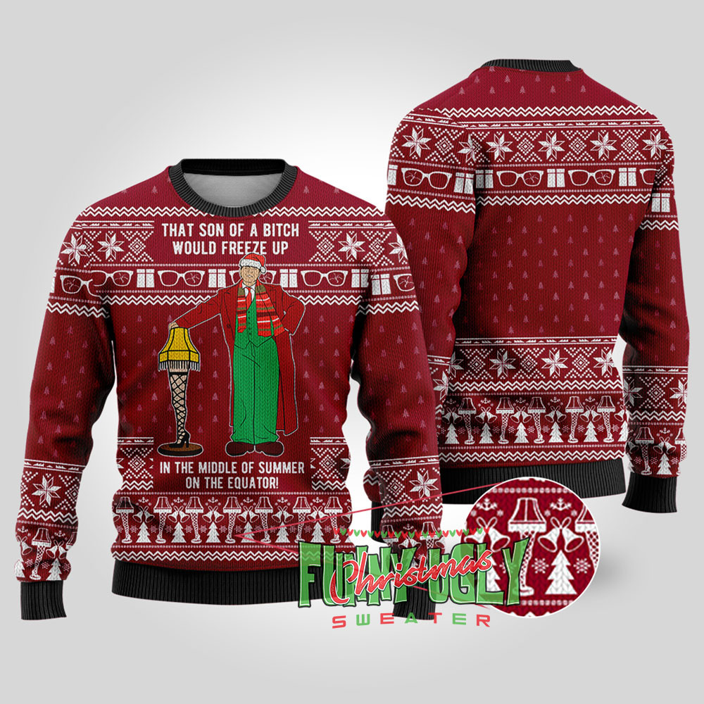 Parker And Leg Lamp A Christmas Story Christmas Sweater Cardinal Red Seasonal Gift Merch for Cozy Christmas Vibes