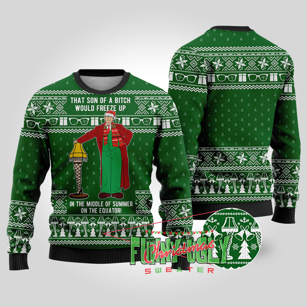 Parker And Leg Lamp A Christmas Story Christmas Sweater Forest Green Perfect Winter Merch Gift for the Holiday Spirit