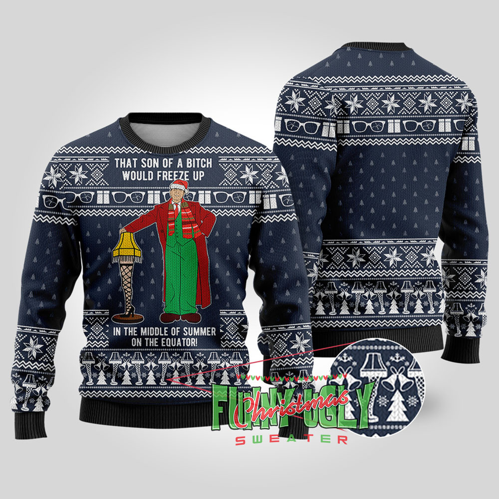 Parker And Leg Lamp A Christmas Story Christmas Sweater Navy Trending Christmas Merch Gift 2025 Collection