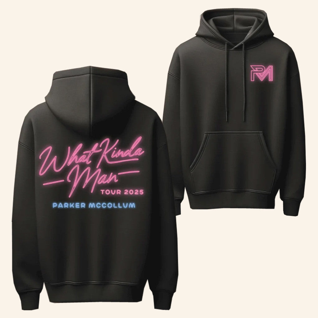 Parker McCollum Merch Tour 2025 Black What Kinda Man Tour Hoodie Friends Gifts Parker McCollum Merch Tour 2025 Black What Kinda Man Tour Hoodie Friends Gifts