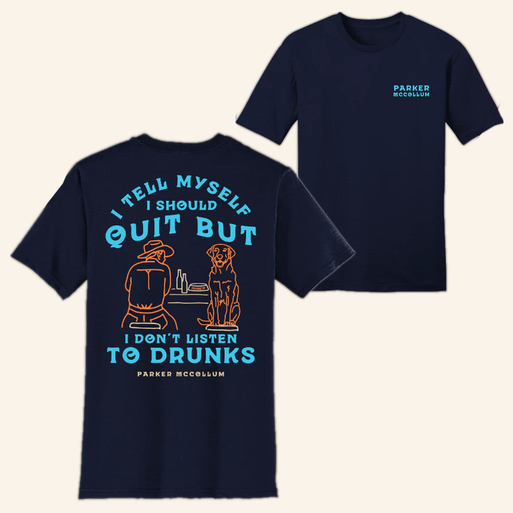 Parker McCollum Merch Tour 2025 Navy Don't Listen To Drunks T-Shirt Gift Ideas For Husband Parker McCollum Merch Tour 2025 Navy Don't Listen To Drunks T-Shirt Gift Ideas For Husband