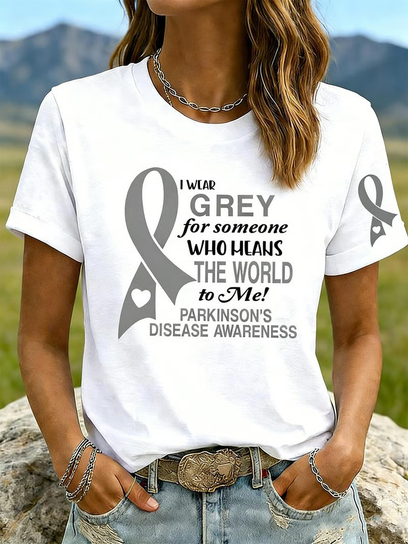 Parkinson Disease Awareness For Someone Who Means The World T-Shirt Silver Ribbon Gift For Family