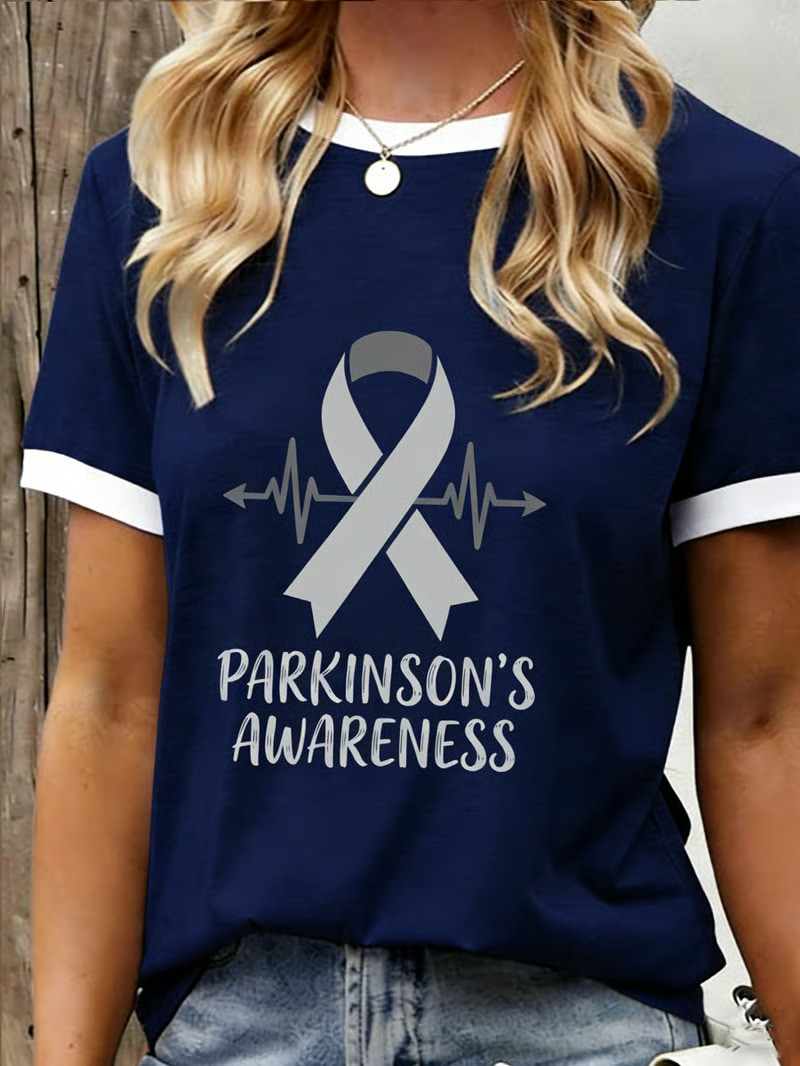 Parkinson's Disease Awareness T-Shirt Silver Ribbon Heartbeat Symbol Advocacy Gift For Supporters