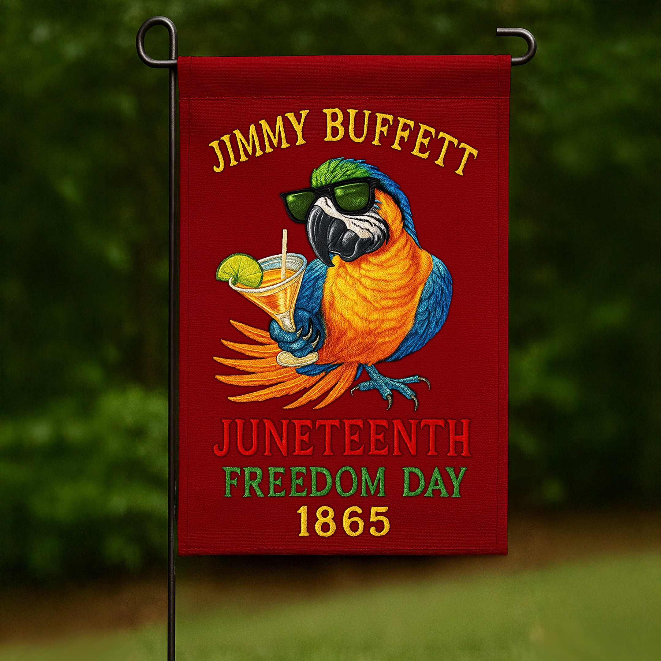 Parrot Celebrates Juneteenth Freedom Day Flag Jimmy Buffett Parrot June Celebration Banner Gift Decor