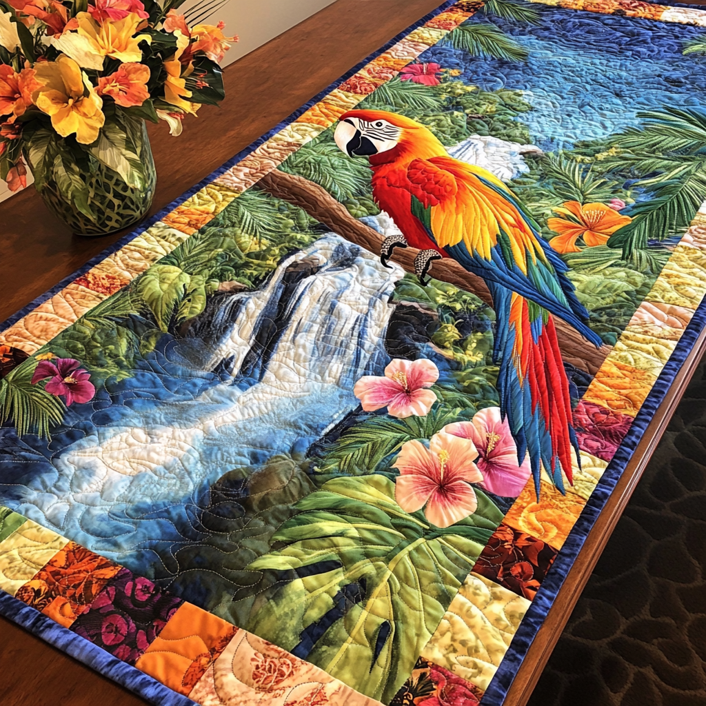 Parrot Escape Quilted Table Runner Dining Room Table Decor Ideas Gift Ideas For Parrot Lovers