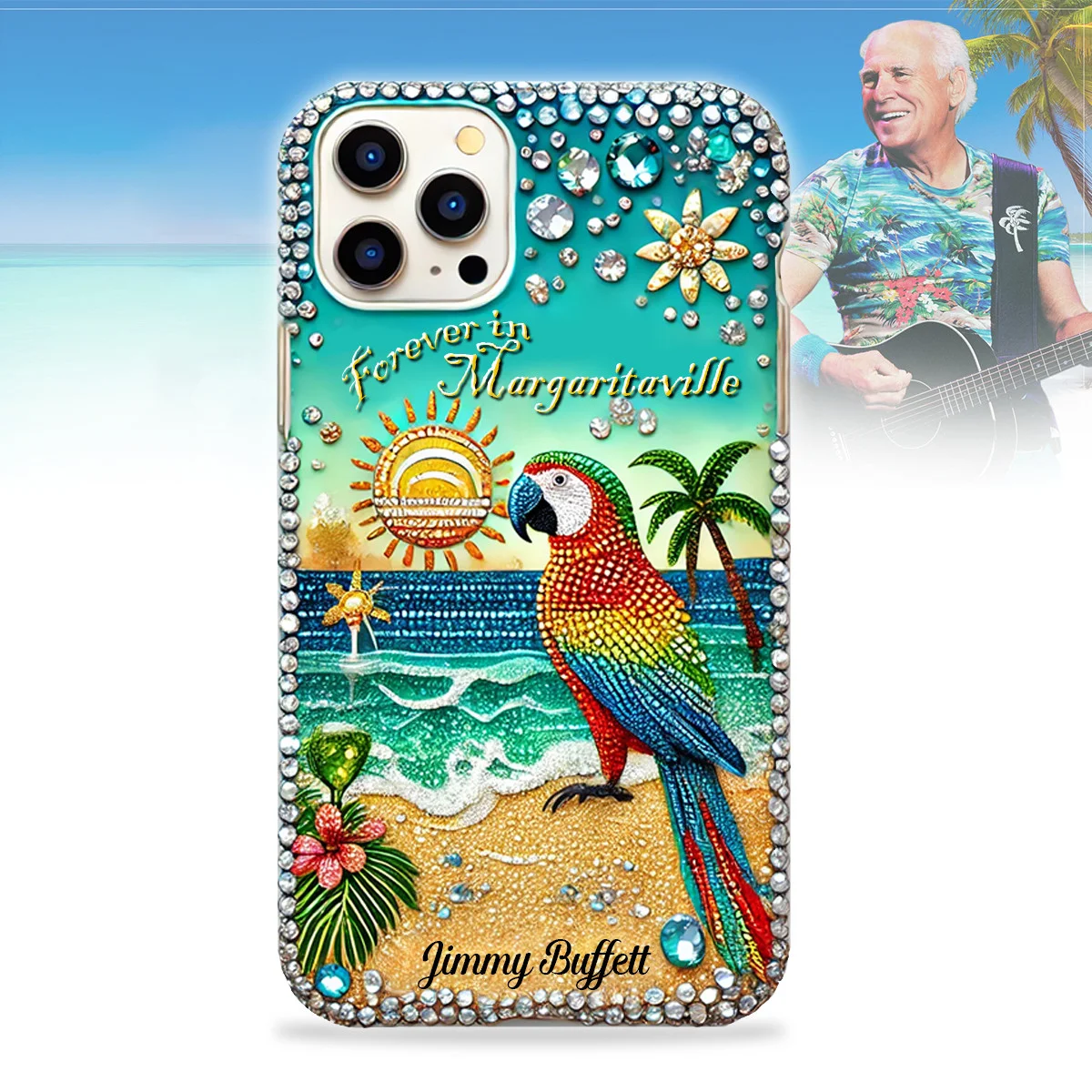 Parrot Forever In Margaritaville Phone Case Tropical Beach Scene Parrot Merch Gift For Ocean Lover