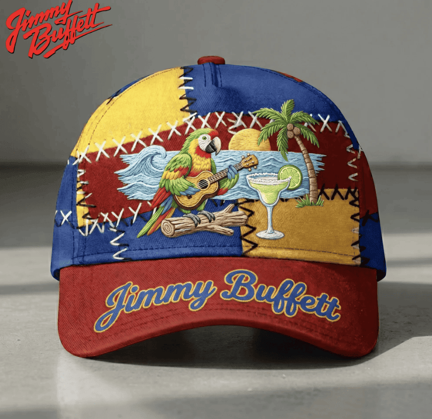Parrot Playing Ukulele Jimmy Buffett Hat Tropical Island Margarita Palm Tree Cap Gift For Him