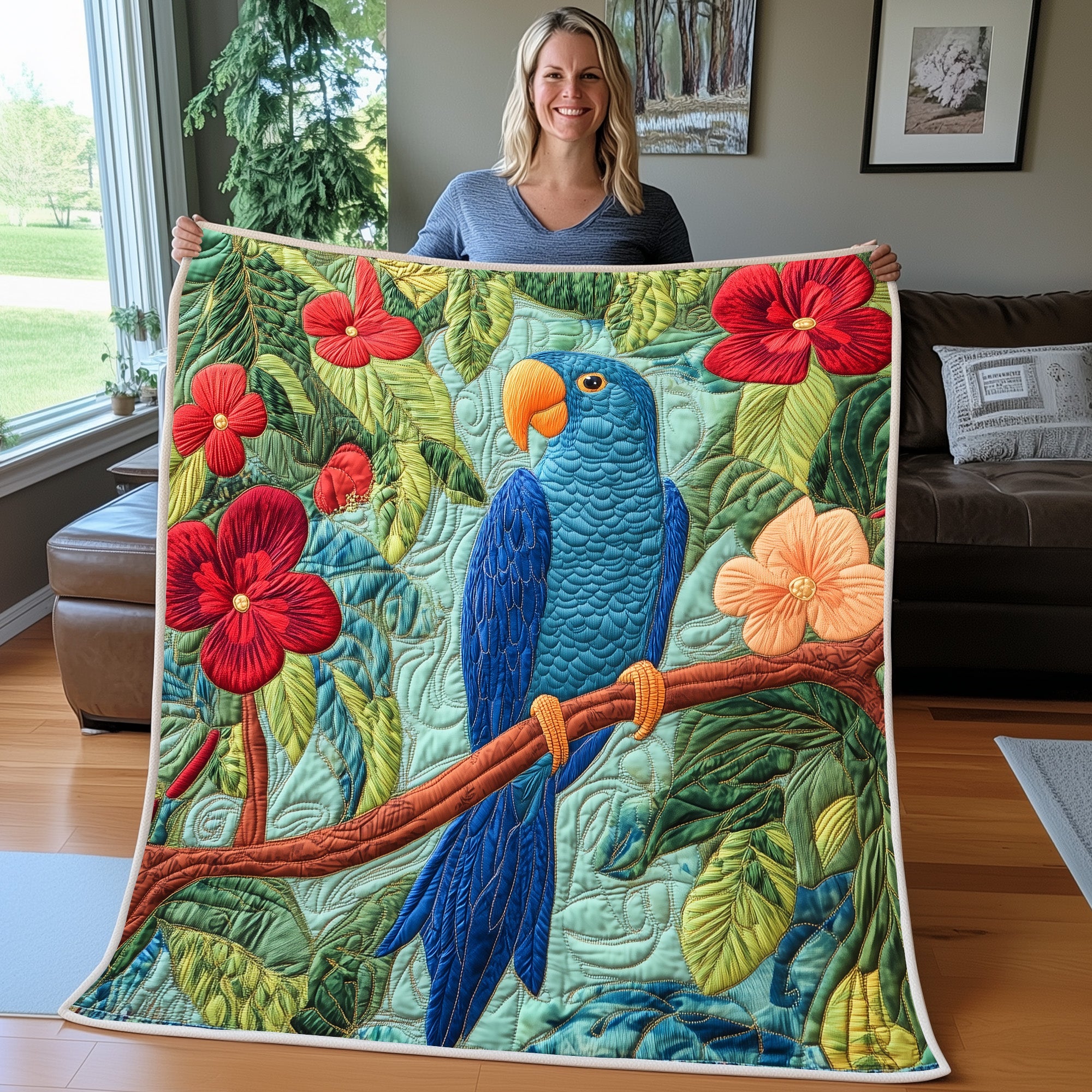 Parrot Quilted Blanket Merchandise Throw BlanketParrot Gifts Presents