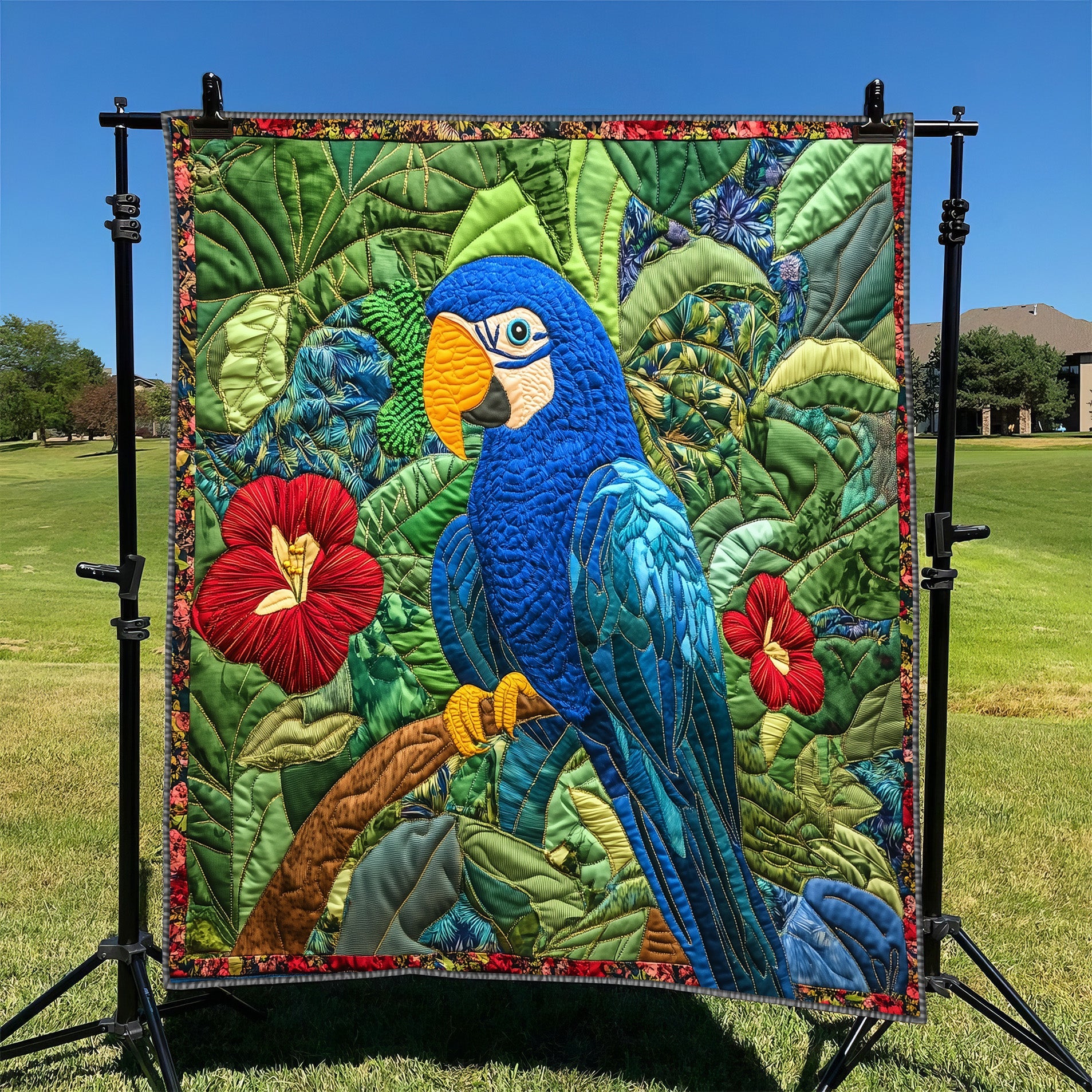 Parrot Quilted Blanket Merchandise Throw BlanketParrot Presents Christmas