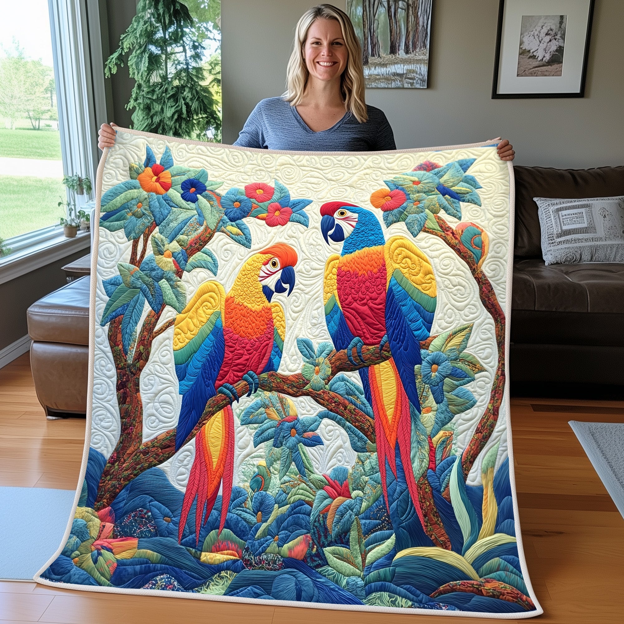 Parrot Quilted Blanket Merchandise Throw BlanketParrot Themed Gifts Christmas