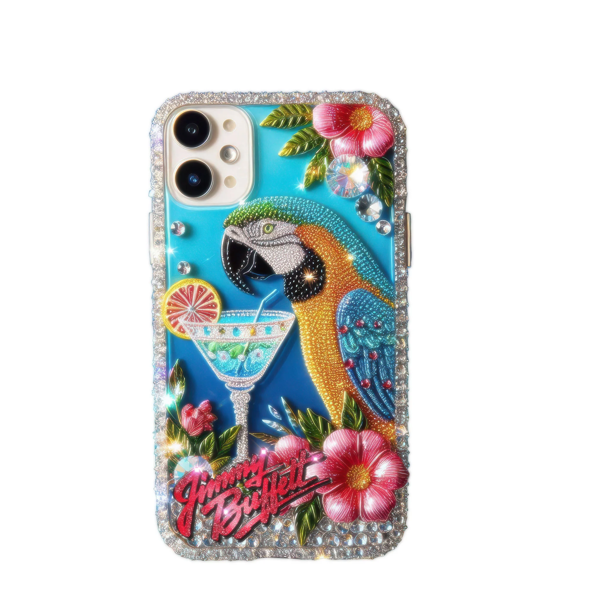 Parrot With Cocktail Jimmy Buffett Phone Case Tropical Parrot Summer Drink Merch Gift For Her