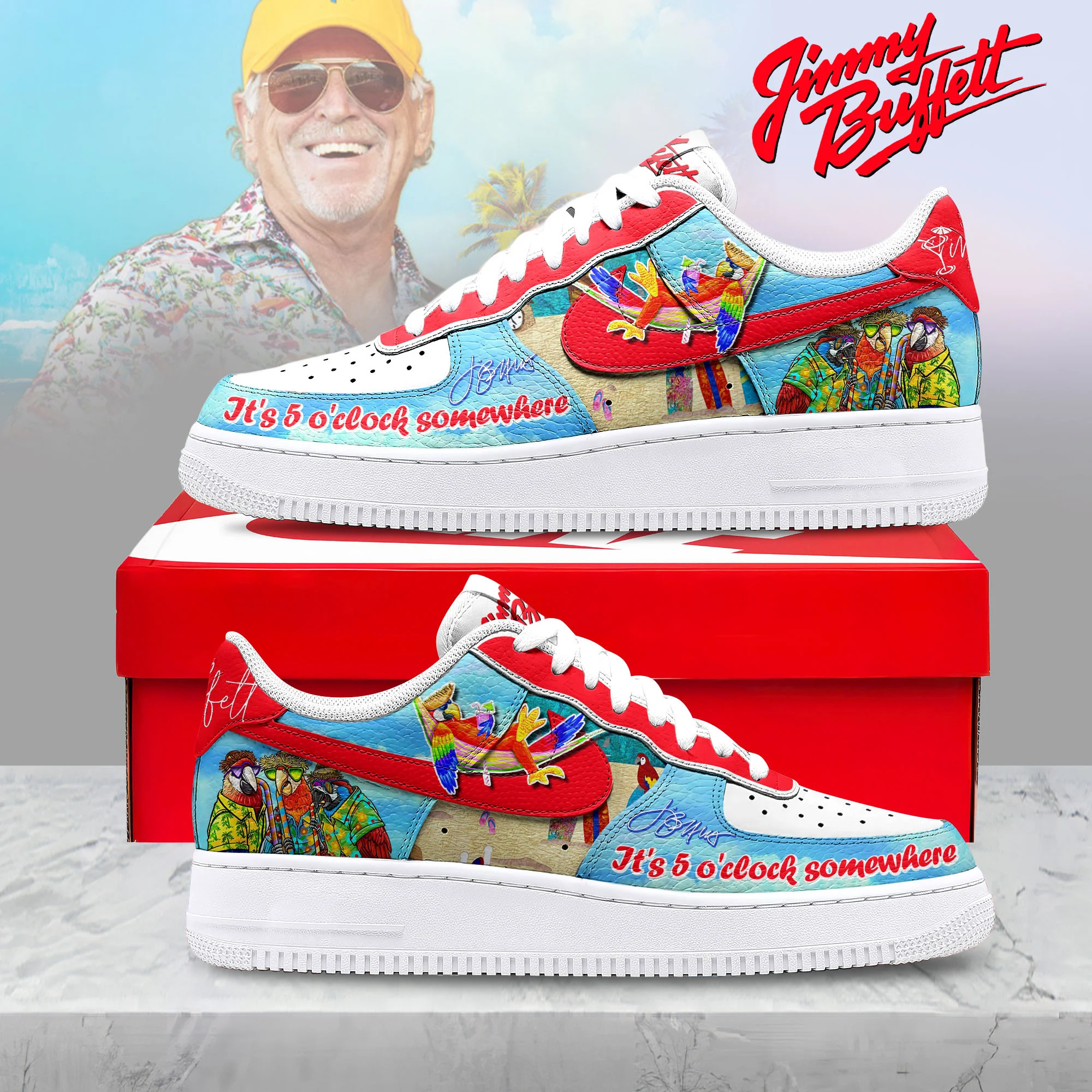 Parrots Jimmy Buffett 5 O'clock Air Force 1 Parrots Beach Music Merchandise Music Fan Gift