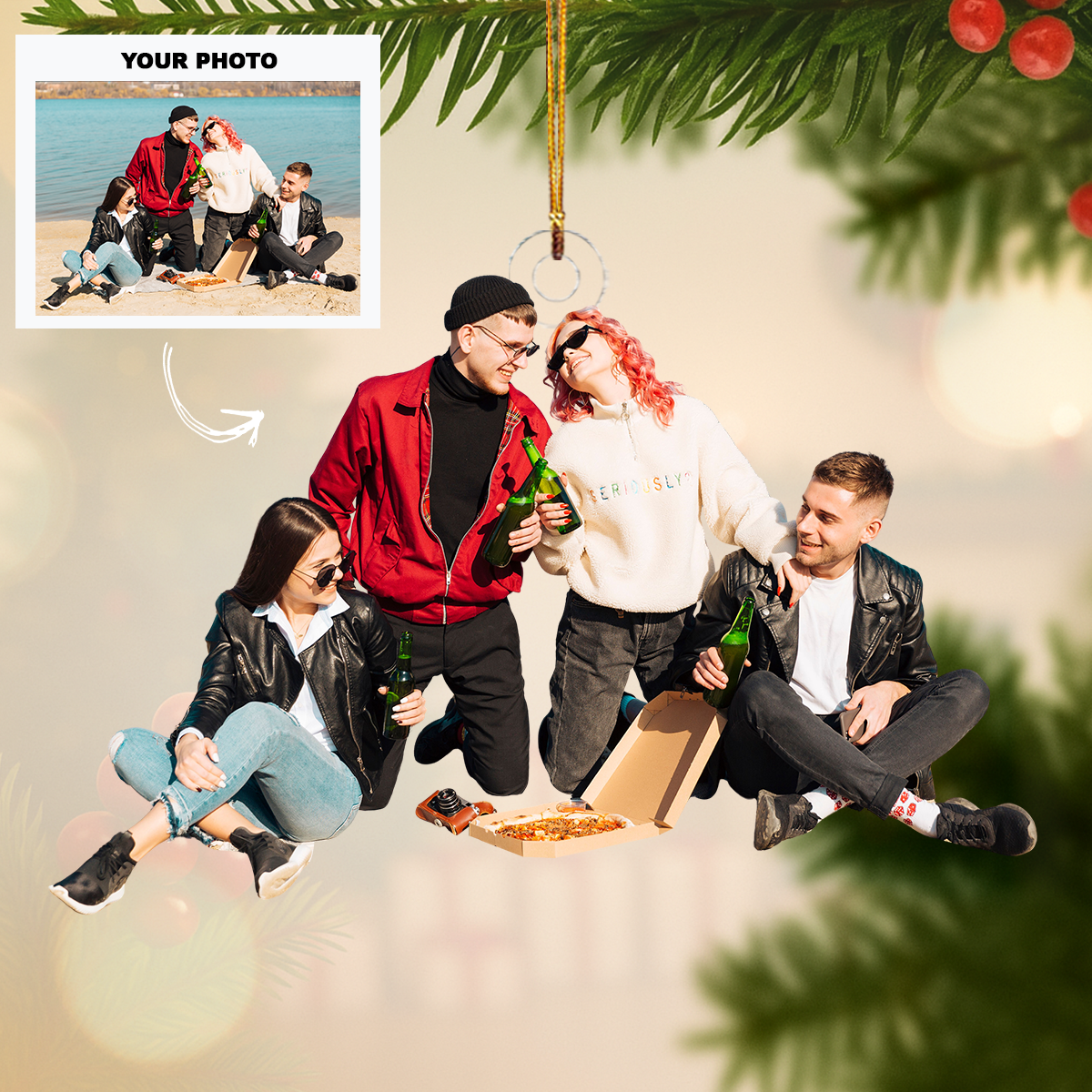 Partners In Fun Personalized Photo Mica Ornament Customized Your Photo Ornament Christmas