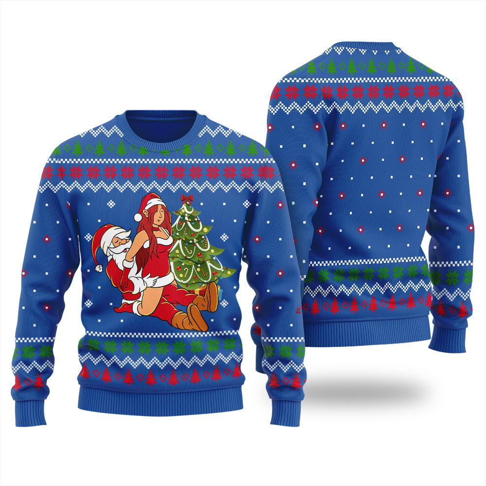 Party By The Tree Sexy Santa Womens Ugly Christmas Sweater Casual Winter Sweatshirt for Daily Comfort