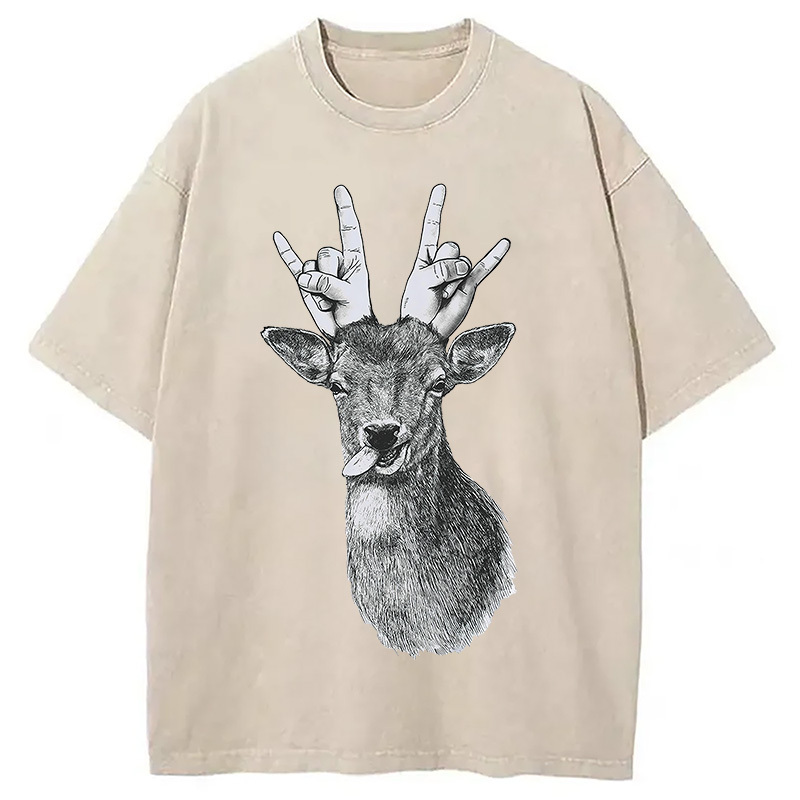 Party Deer Washed T-Shirt Trendy Aesthetic Graphic Apparel Gifts For Friends Party Deer Washed T-Shirt Trendy Aesthetic Graphic Apparel Gifts For Friends