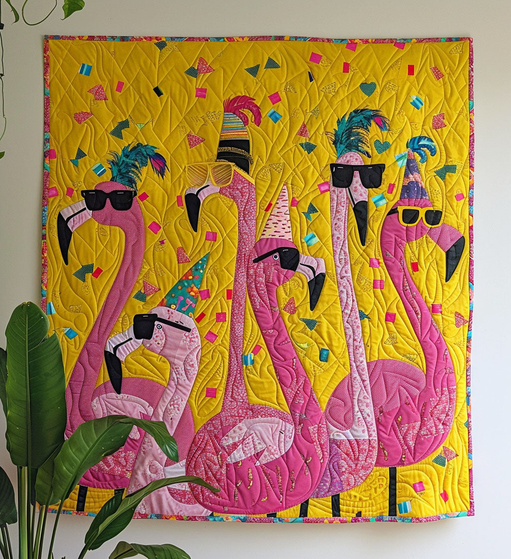 Party Flamingos Quilted Blanket Flamingo Gifts For Ladies