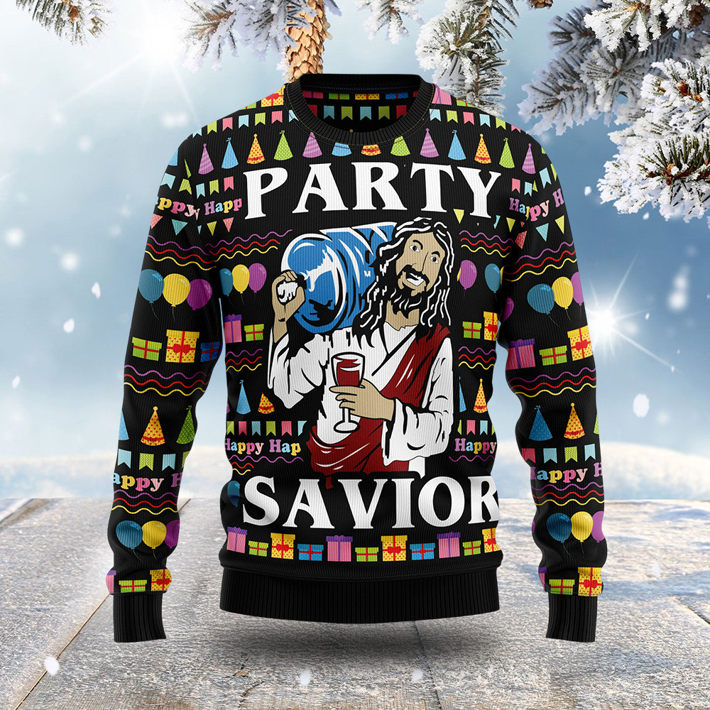 Party Savior Ugly Christmas Sweater Cool Xmas Clothes Christmas Gift For Brother