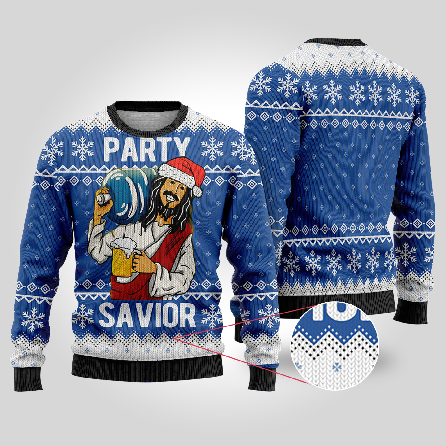 Party Savior Ugly Christmas Sweater Royal Unique Holiday Sweater Gift Idea for Loved Ones