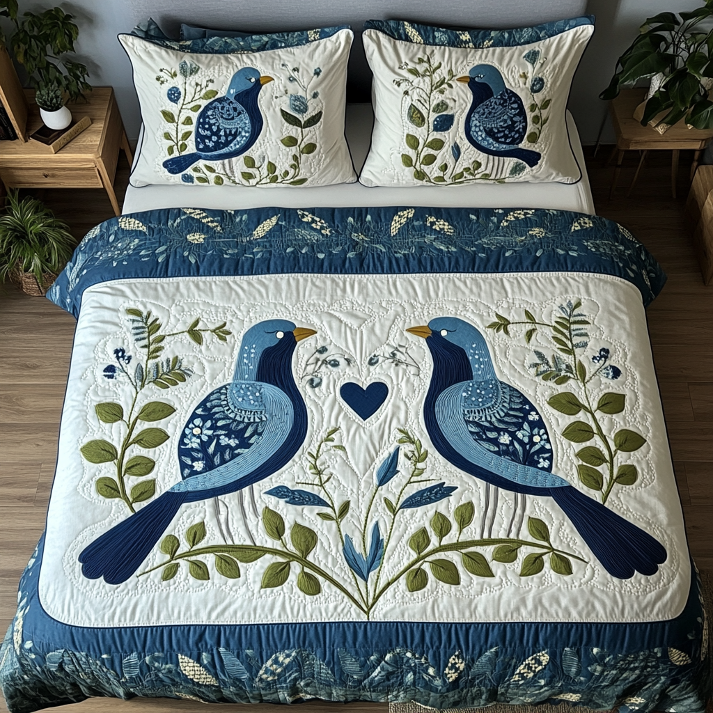 Passion Flight Quilted Bedding Set Bed Room Decoration Gifts For Bird Enthusiasts