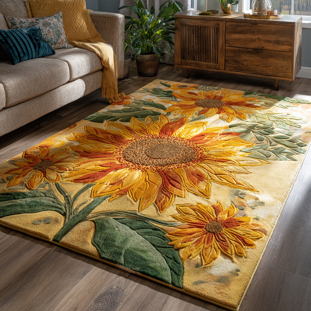 Pastel Area Rug Unique Front Door Decor Sunflower Throw Blanket