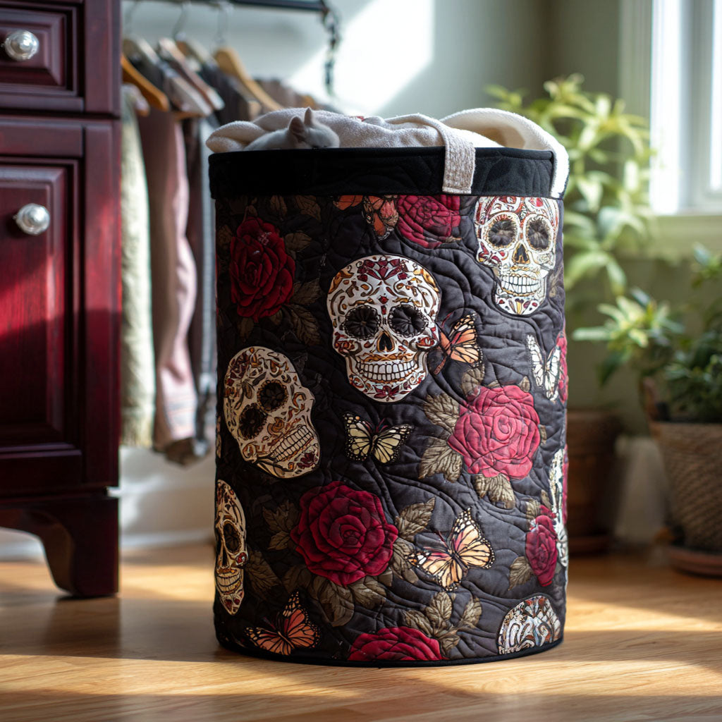 Pastel Calavera Quilted Laundry Basket Merch For Home And Living
