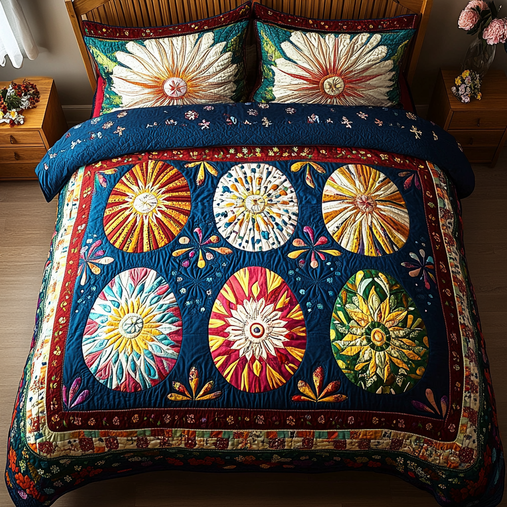 Pastel Eggs Quilted Bedding Set Christmas Bedding Ideas Easter Themed Gifts